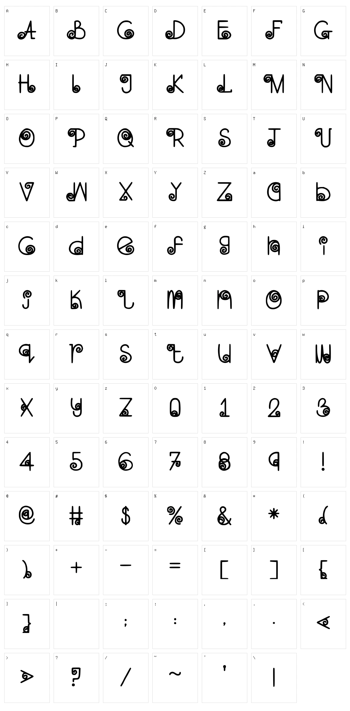 Skinny Navigator Character Set