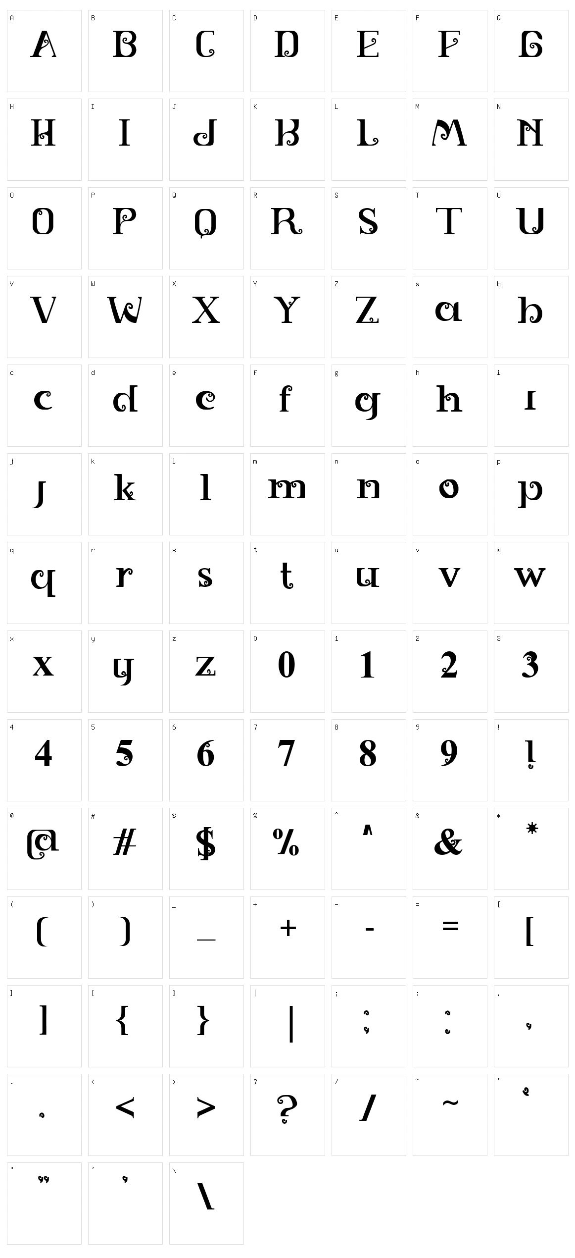 Spiral Character Set