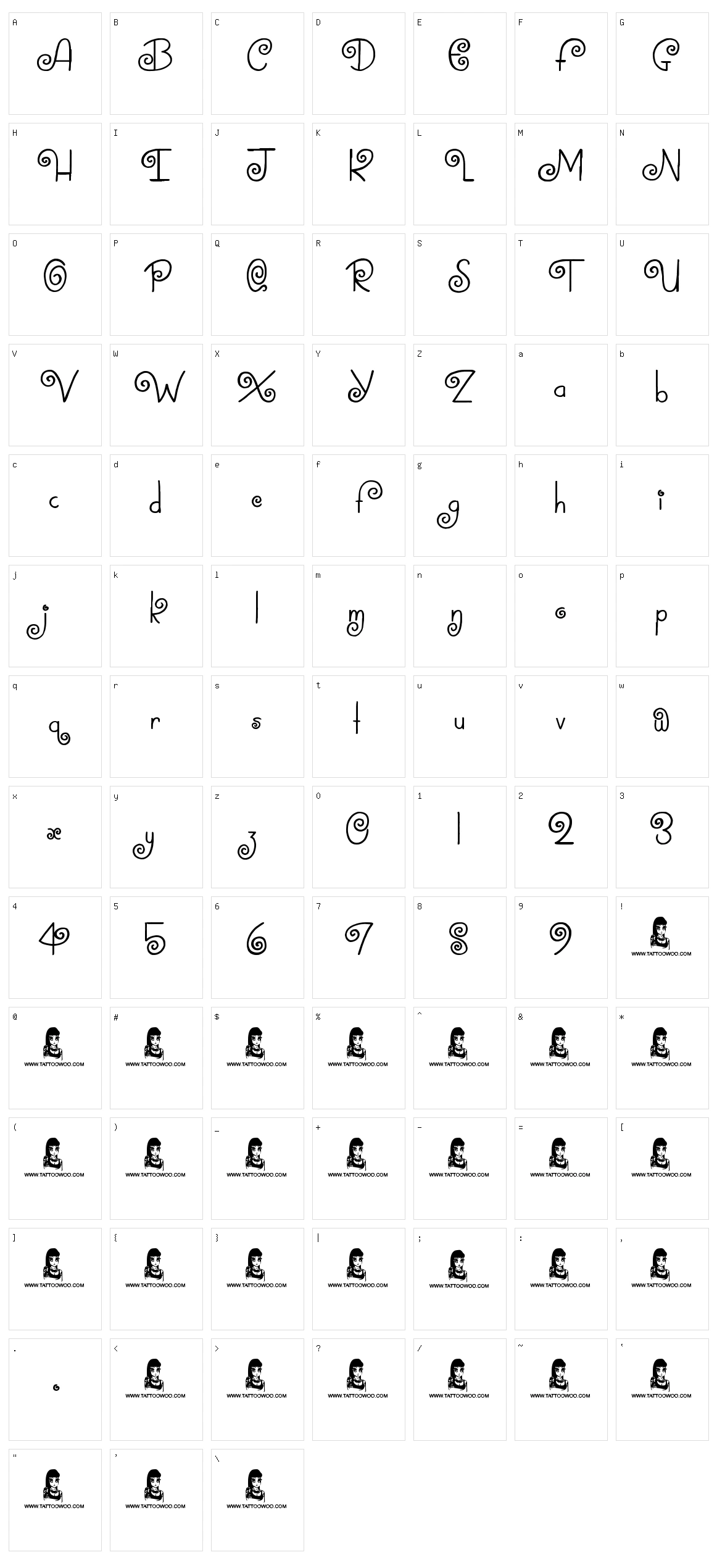 Swirly Tops Character Set