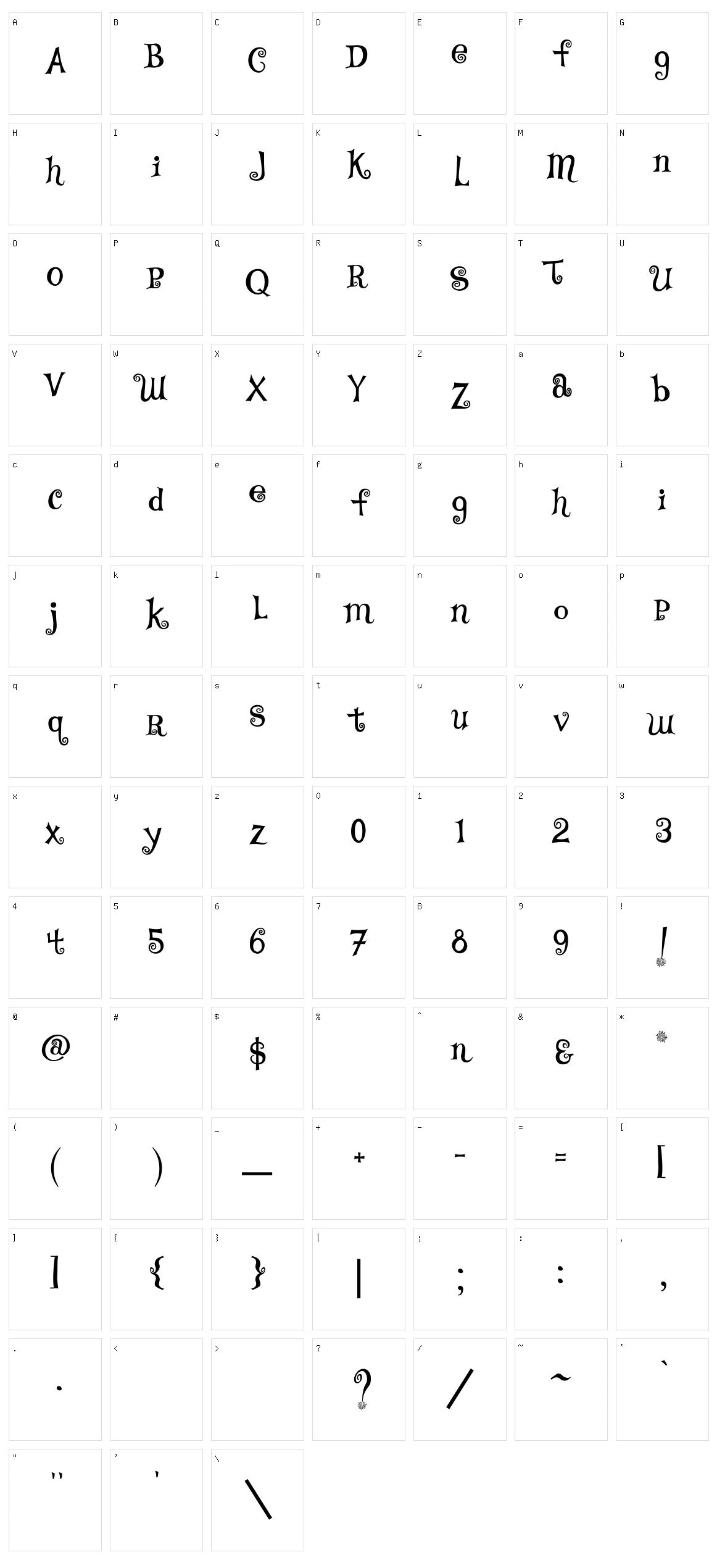 TS Curly Character Set