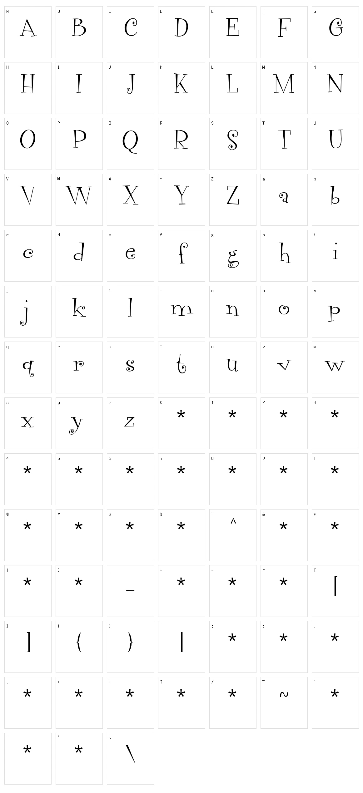 Vegacute Character Set
