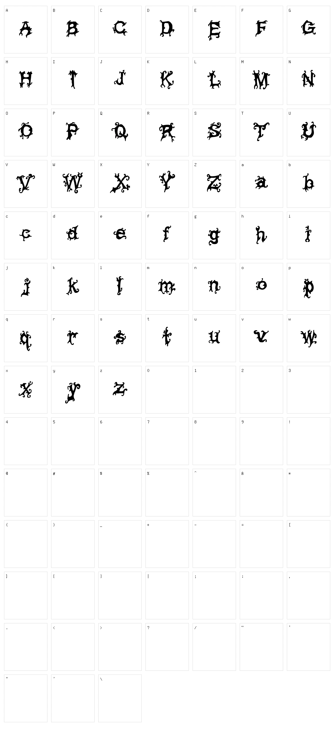 Viney Times Character Set