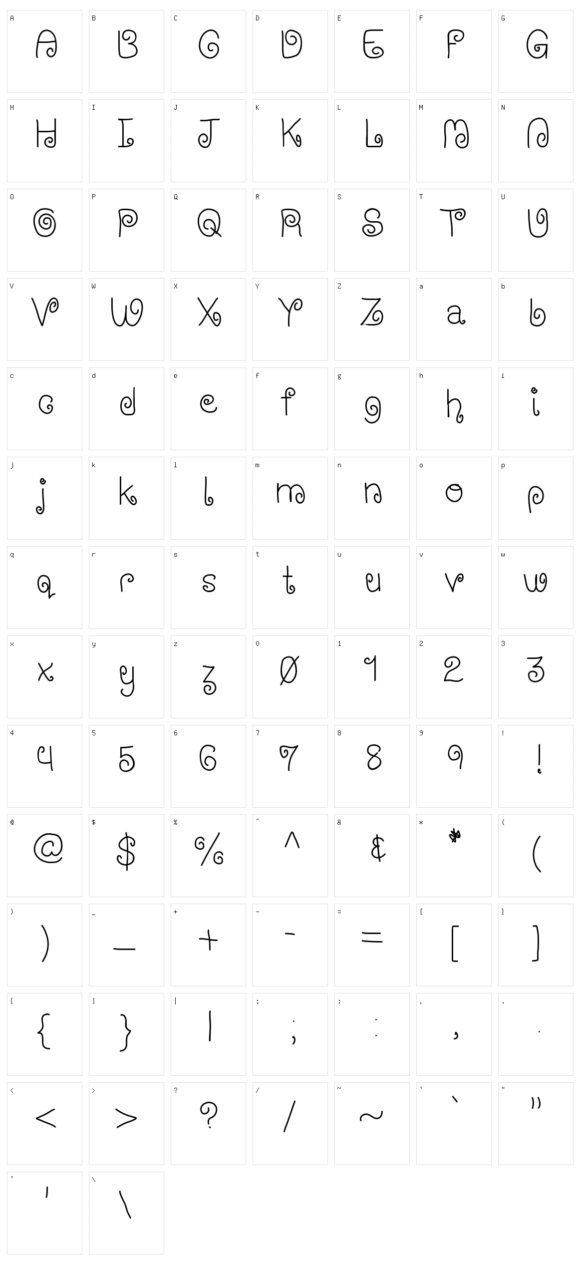 Wischy Stylus Character Set