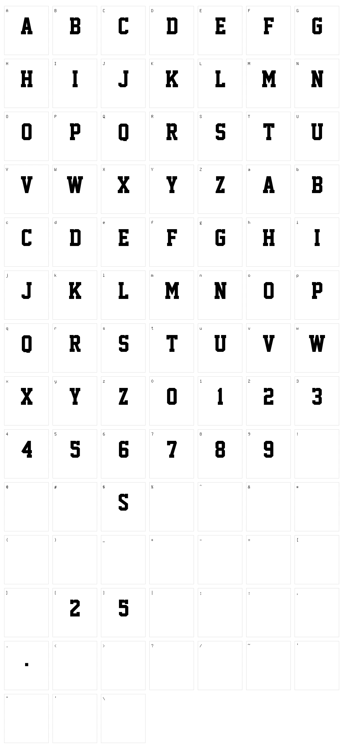 Academic M54 Character Set
