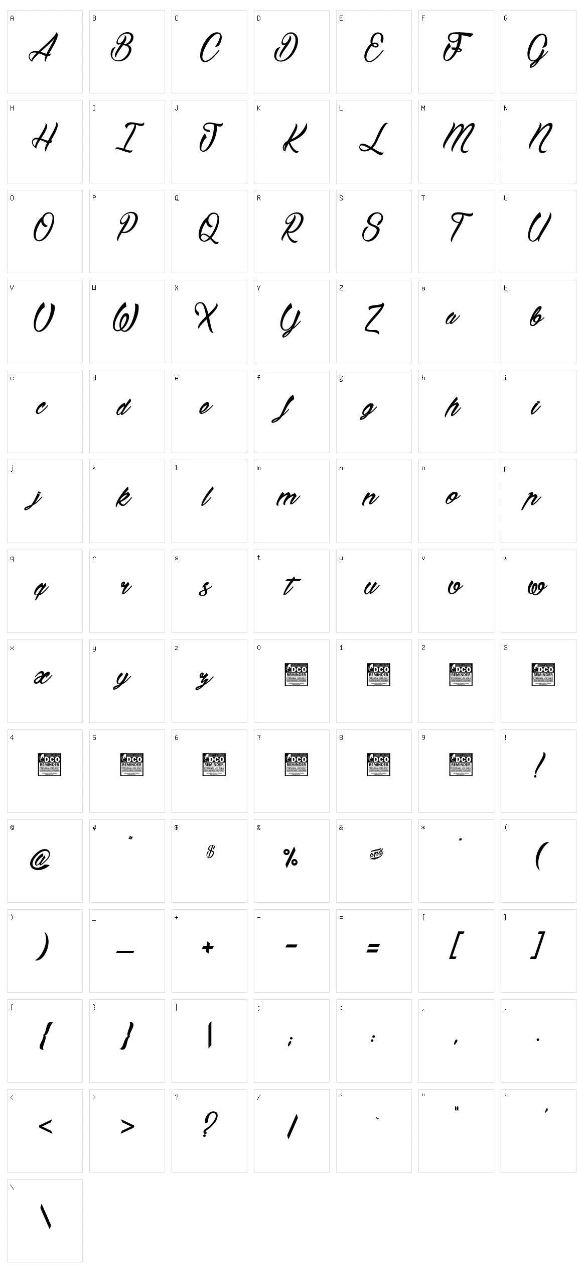 Bostella Character Set