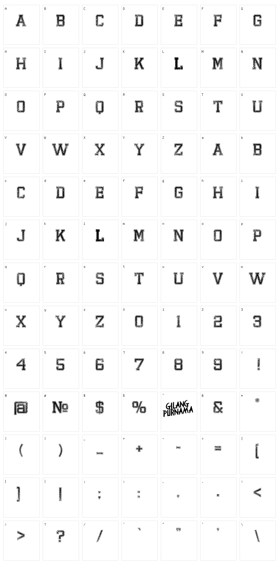 Bandung Hardcore GP Character Set