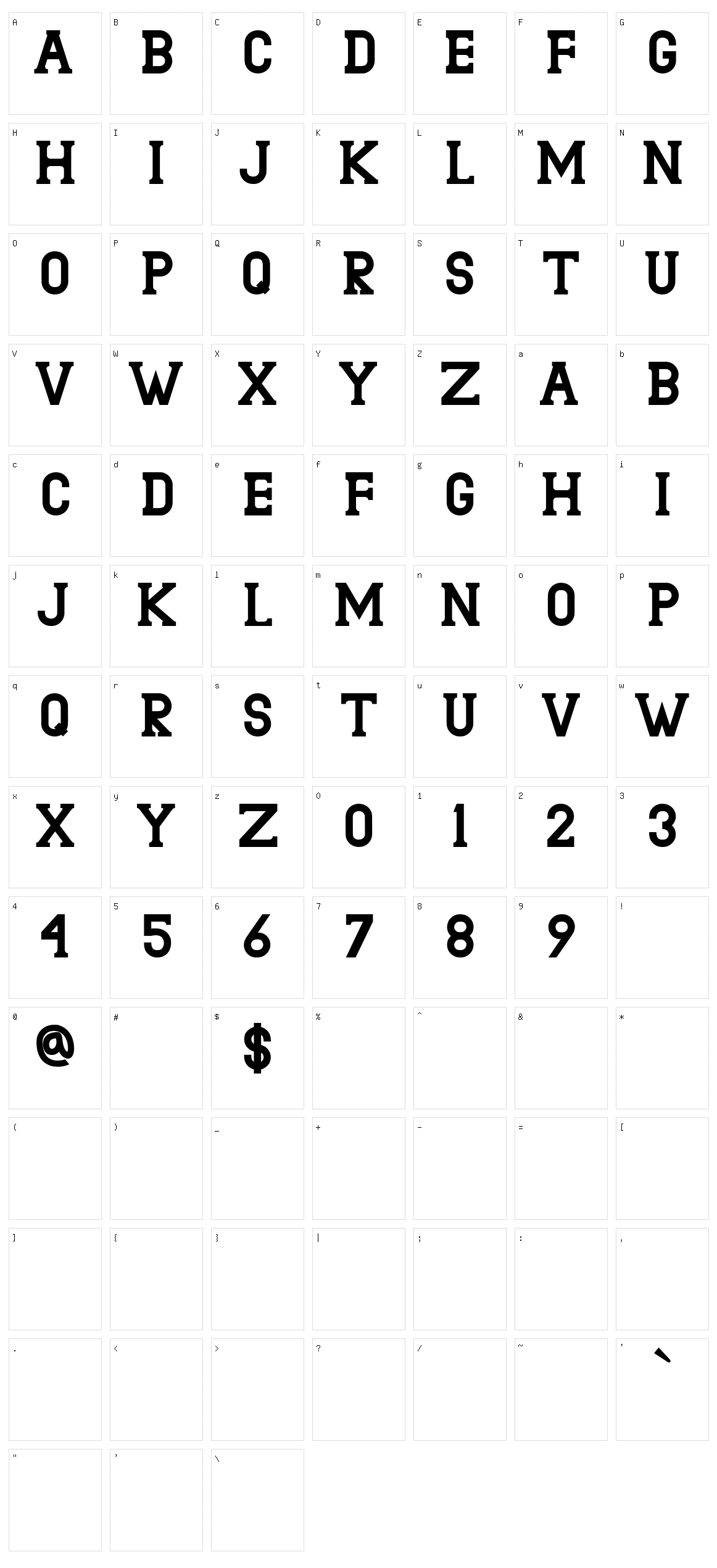 Bathurst Character Set