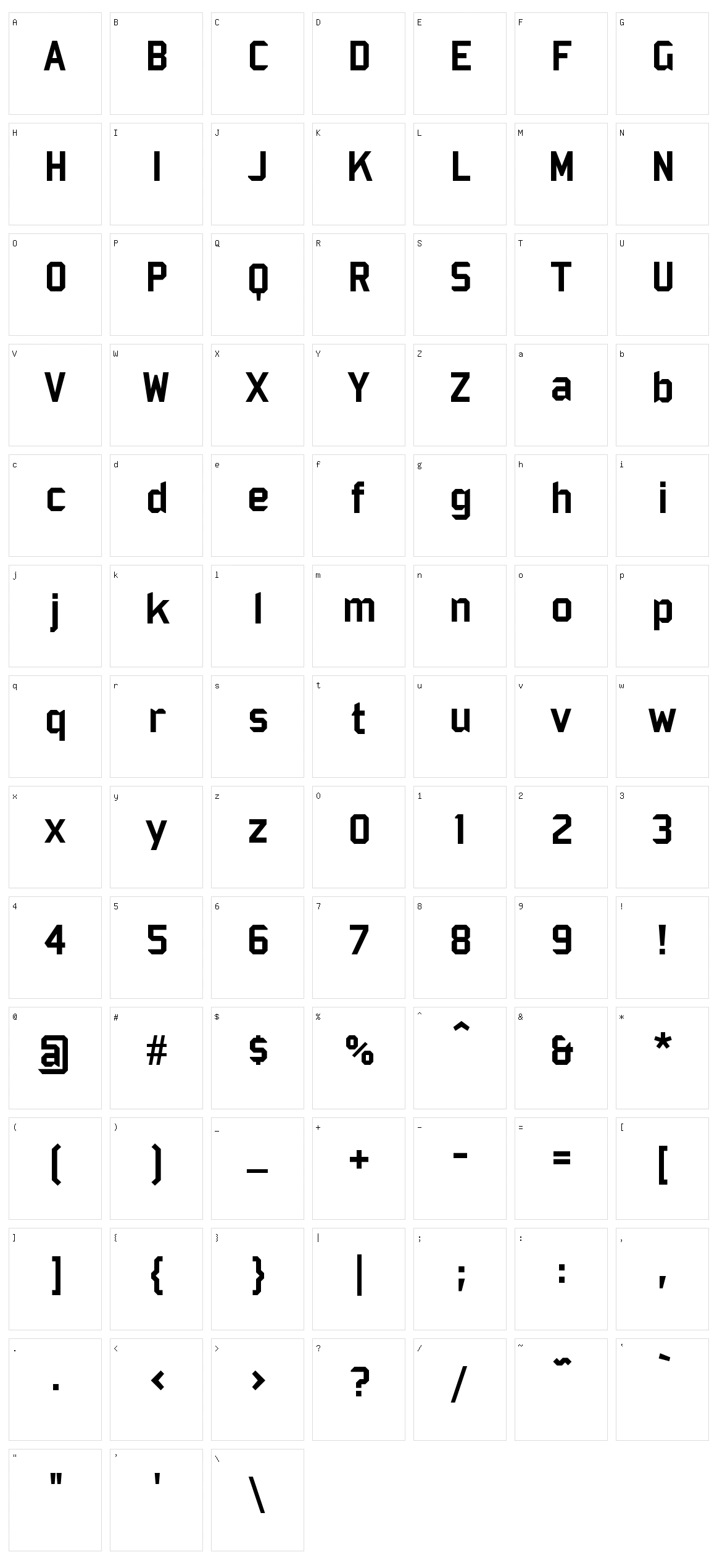 Bombardier Character Set