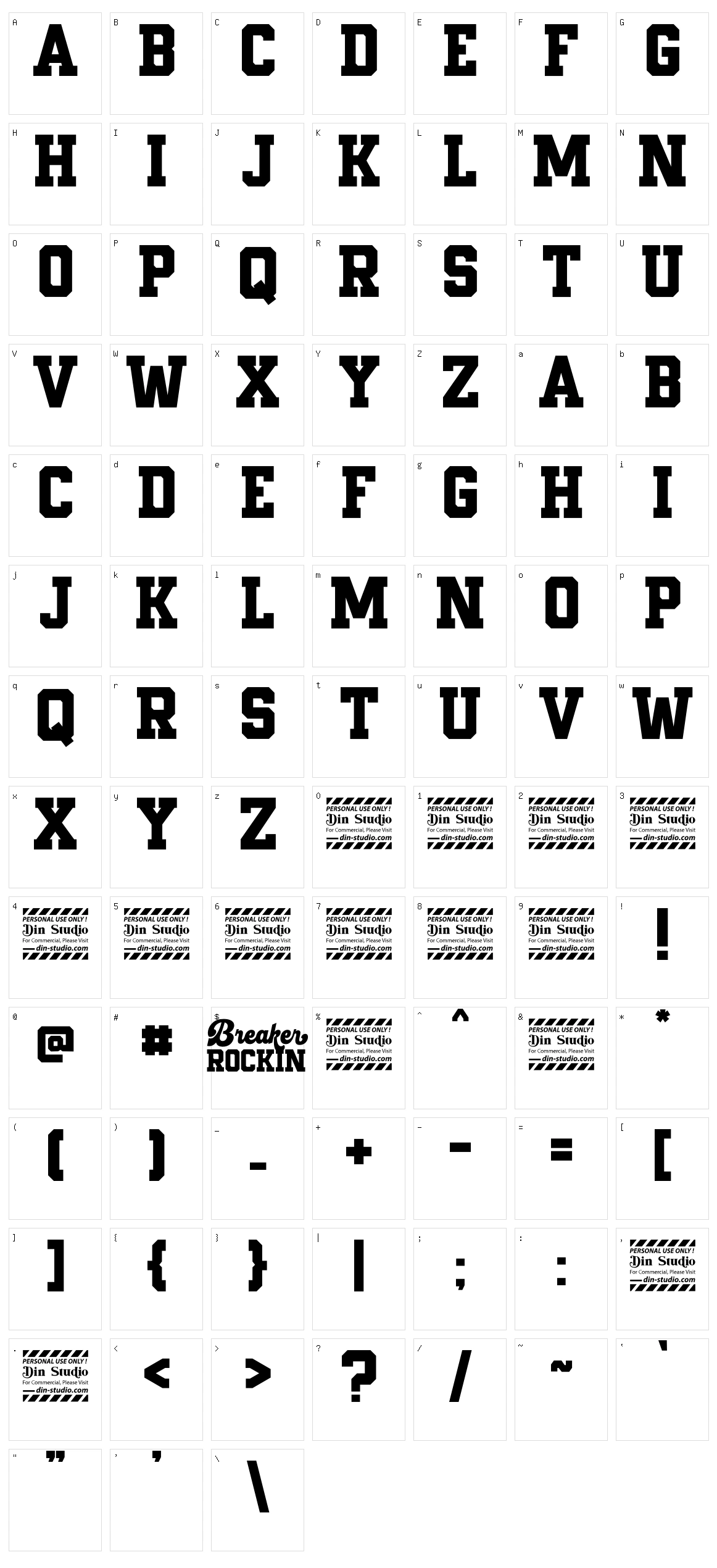 Breaker Rockin Display Character Set