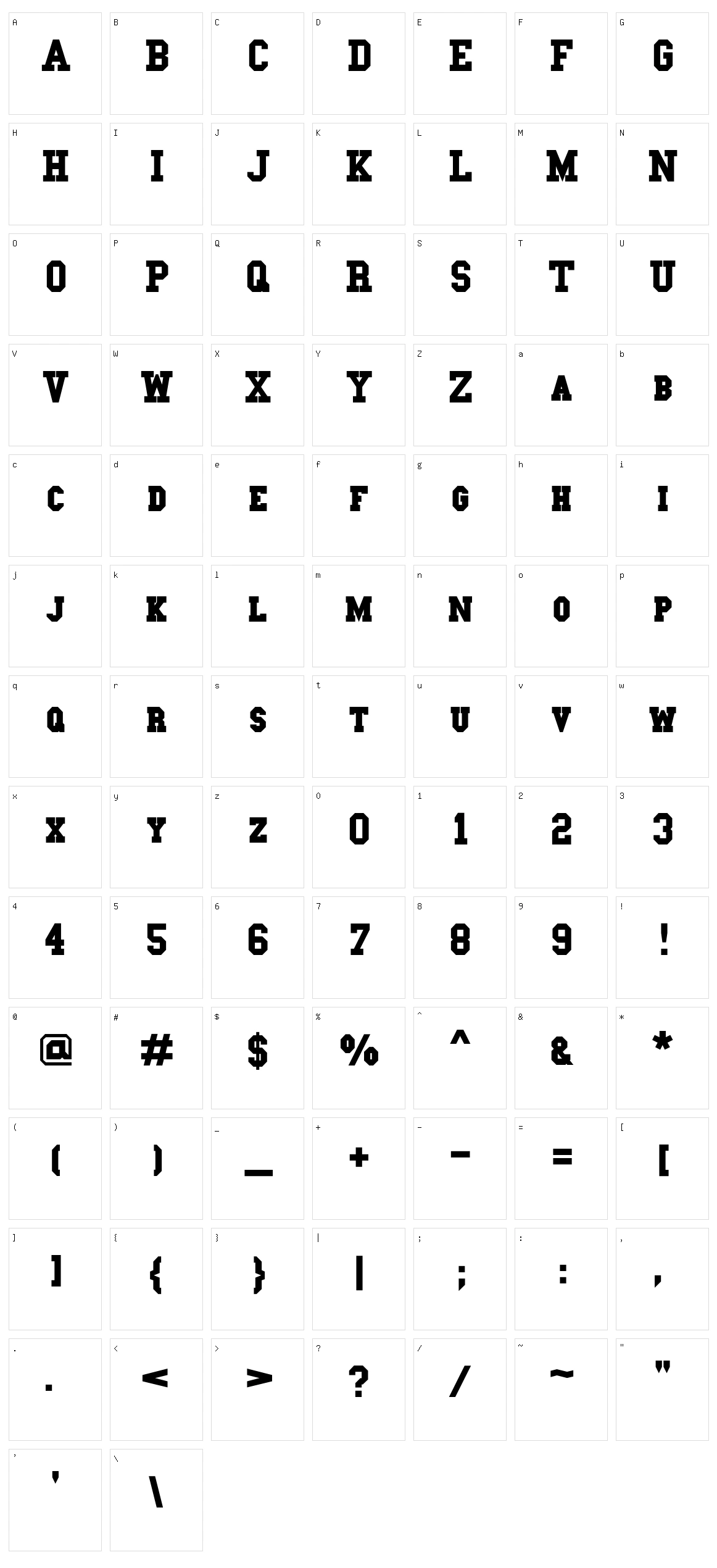 College Slab Character Set
