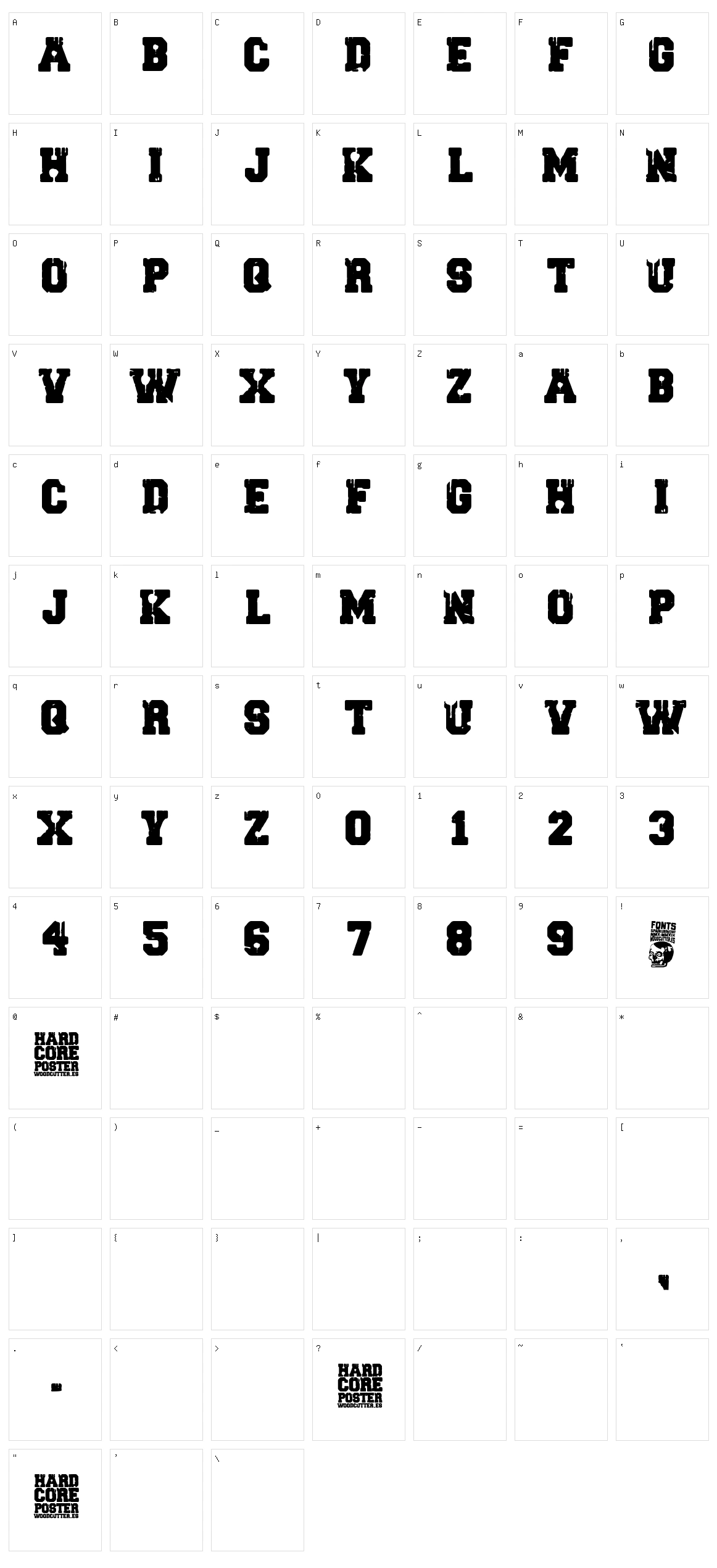 Hardcore Poster Character Set