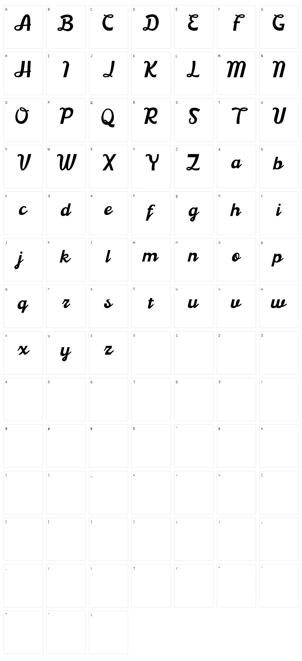 Boardley Character Set