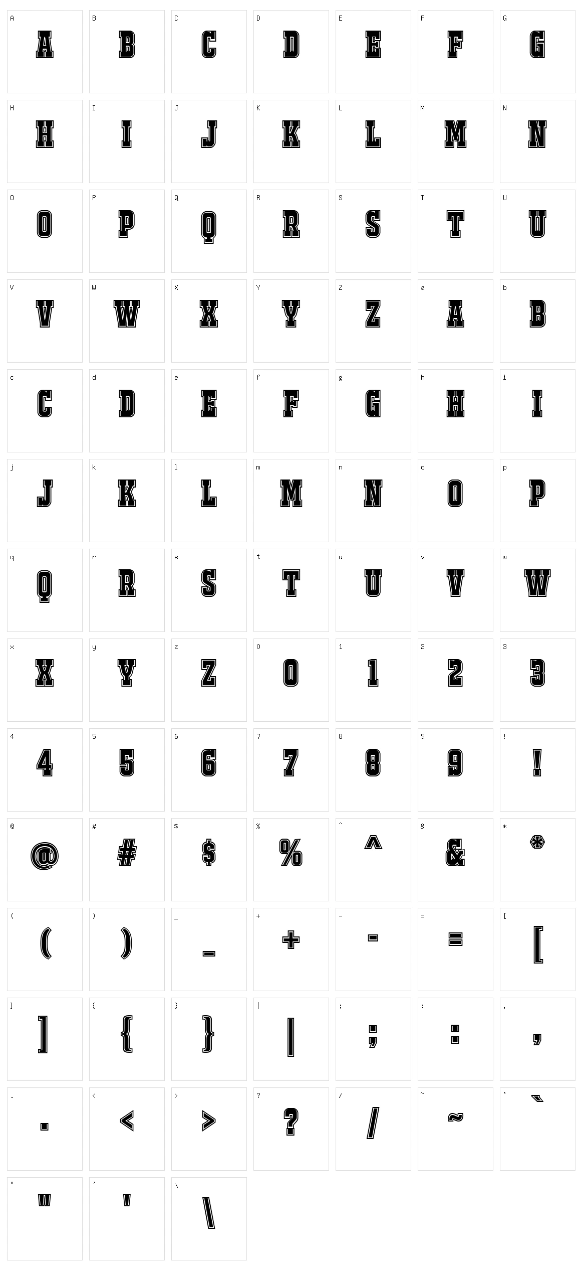 Jackport NCV Character Set