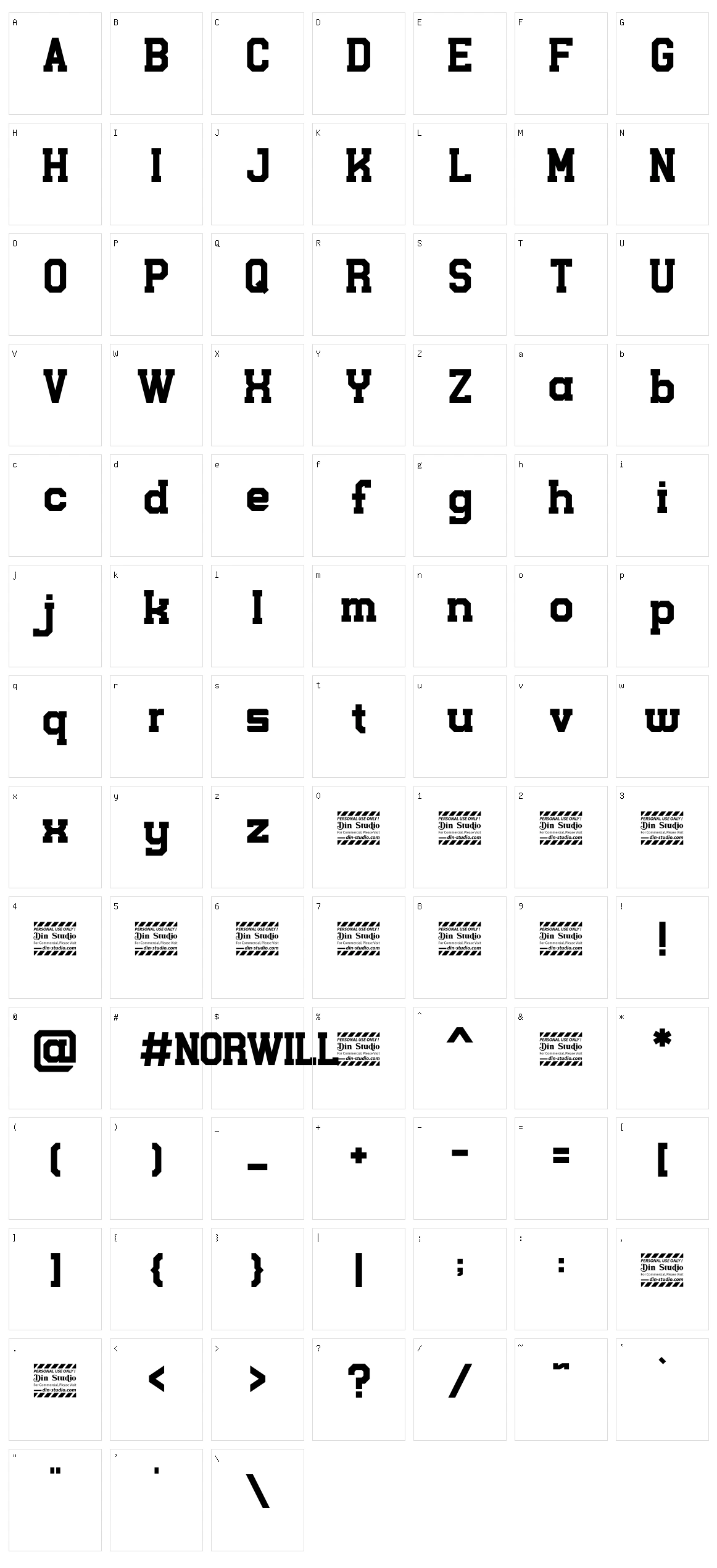 Norwill Character Set