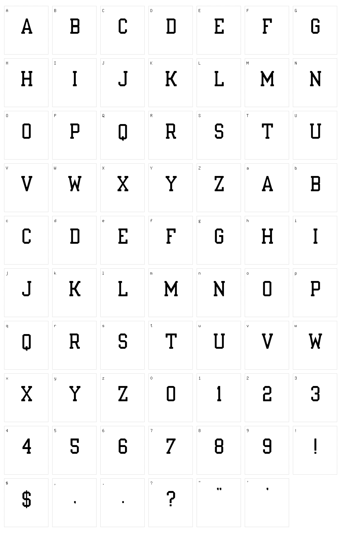 Nuport Character Set