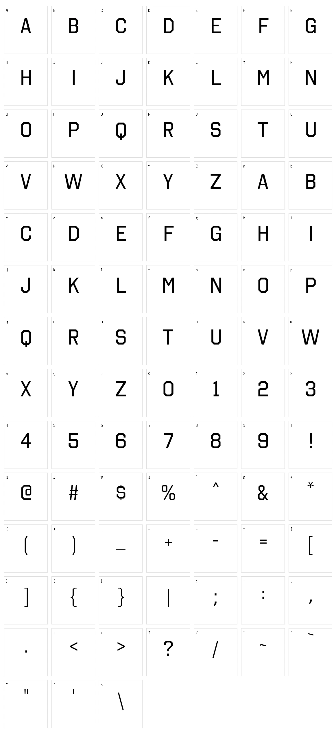 Octin College Free Character Set