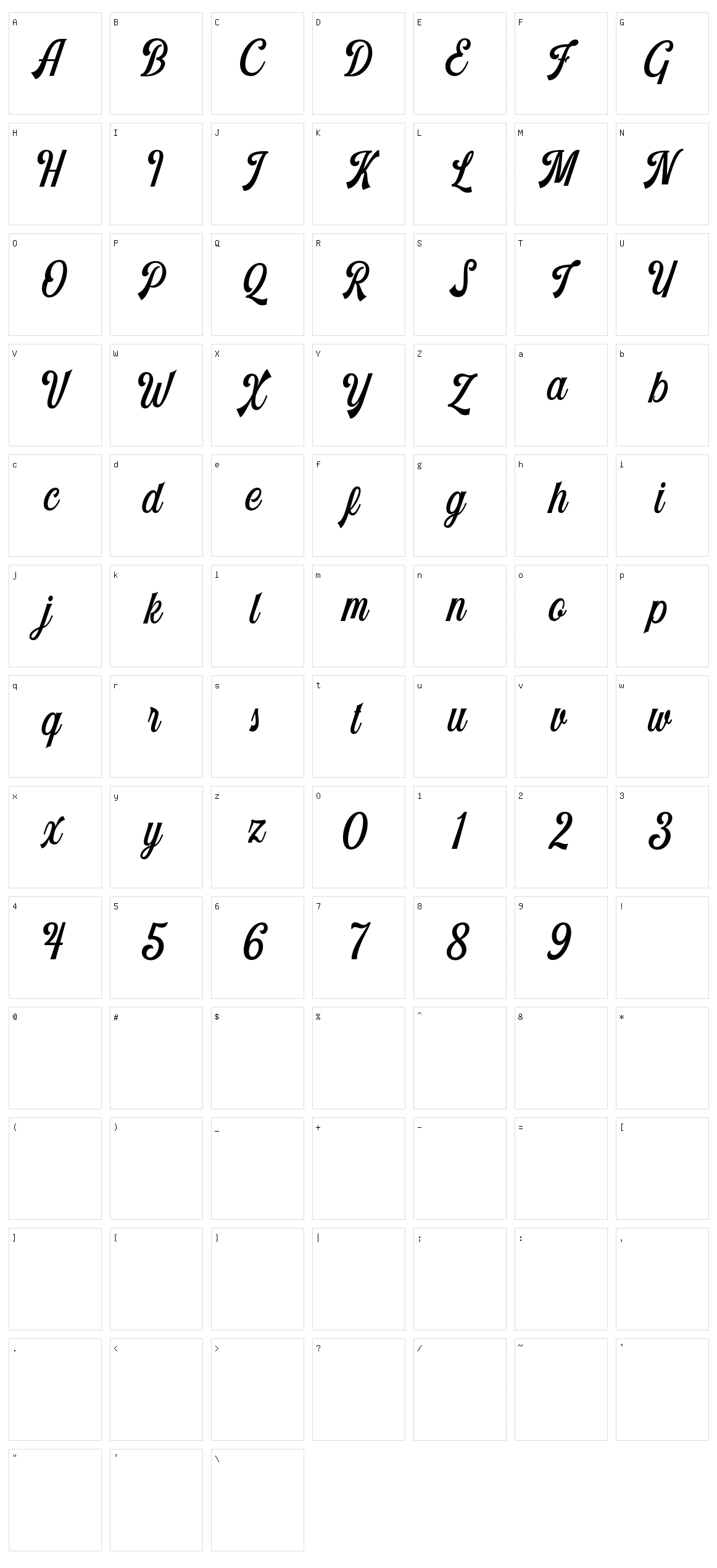 Harlend Character Set