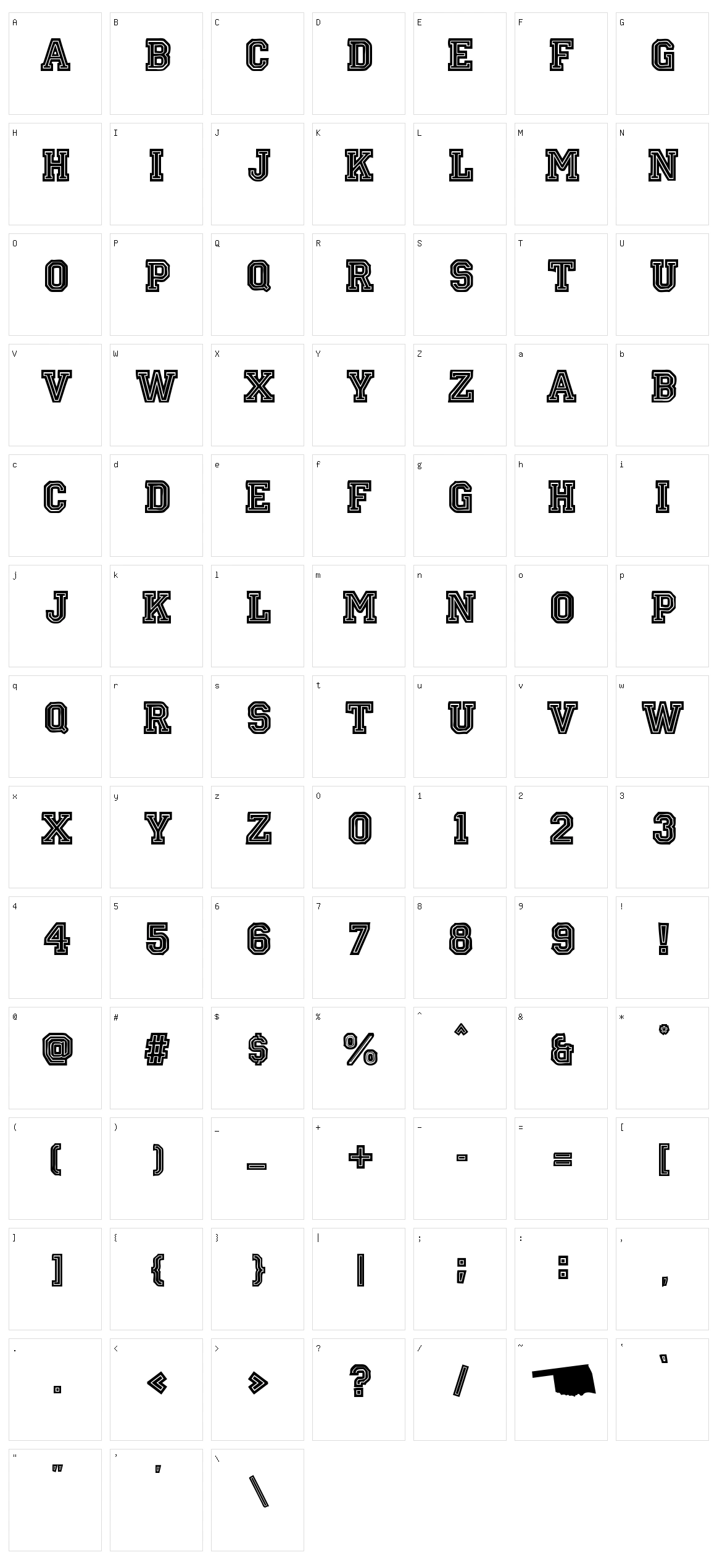 Oklahoma Character Set