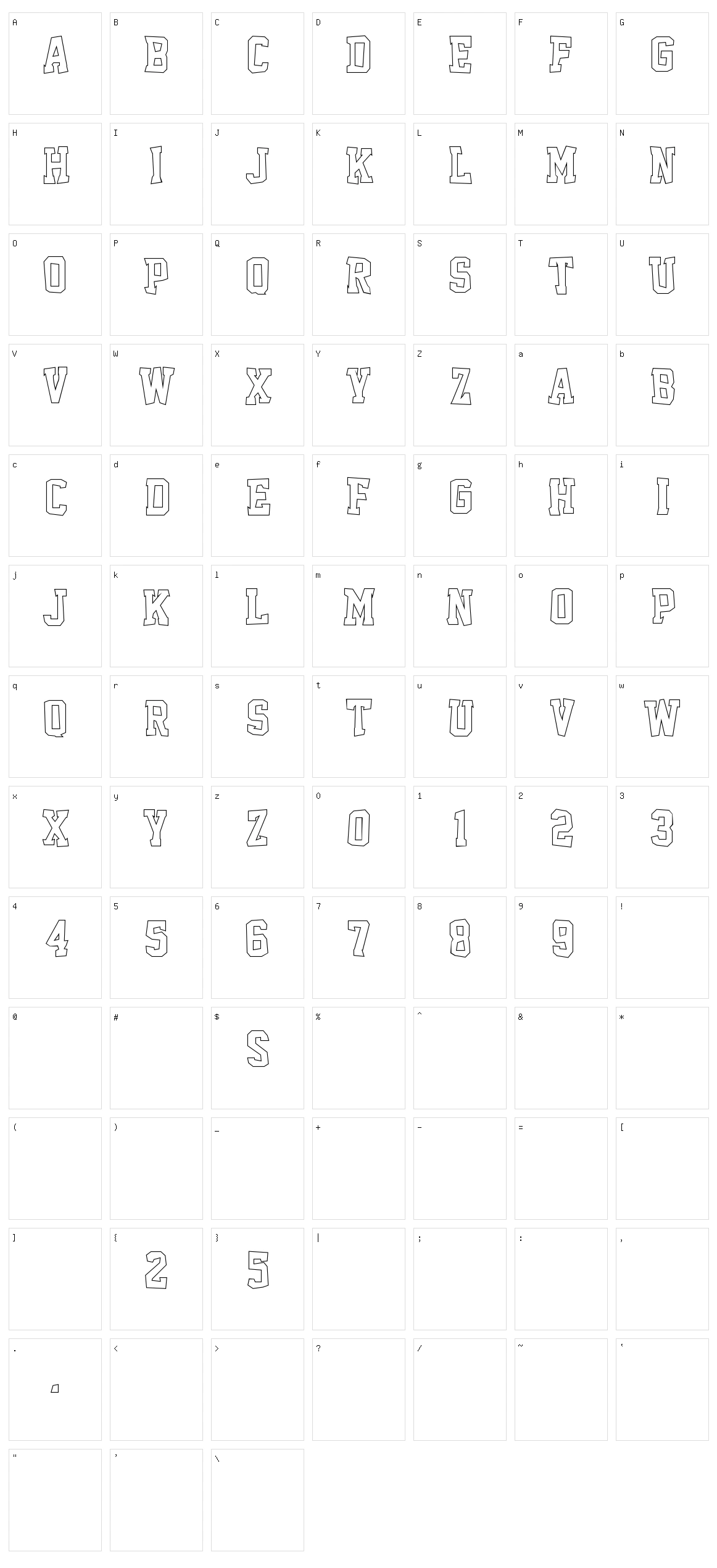 Outcast M54 Character Set