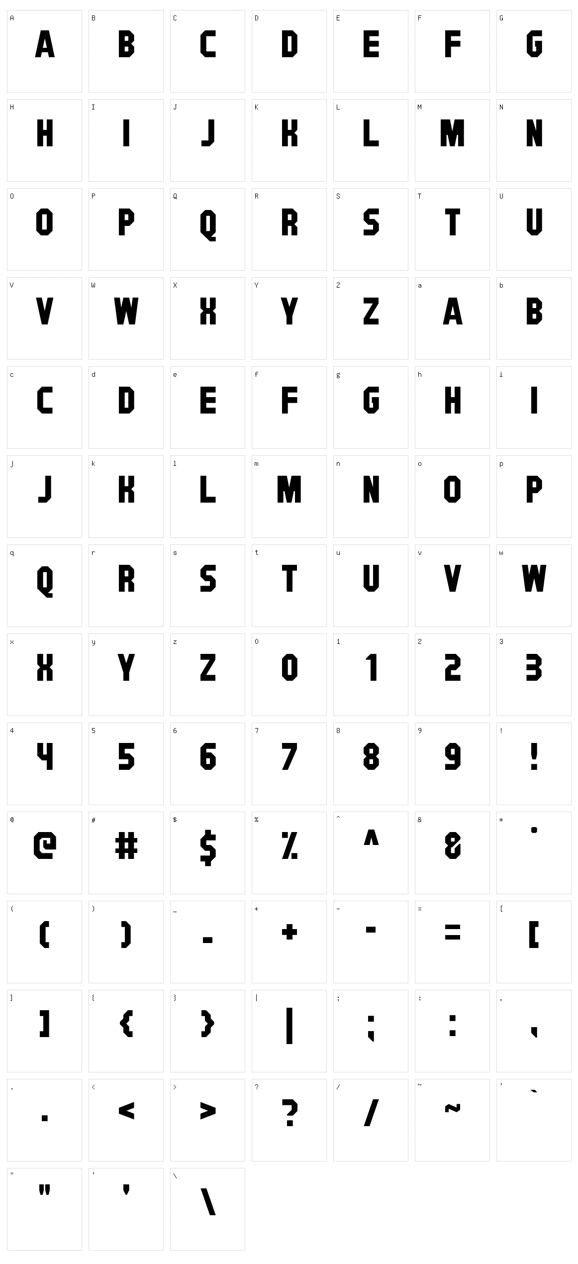 Signwood Character Set