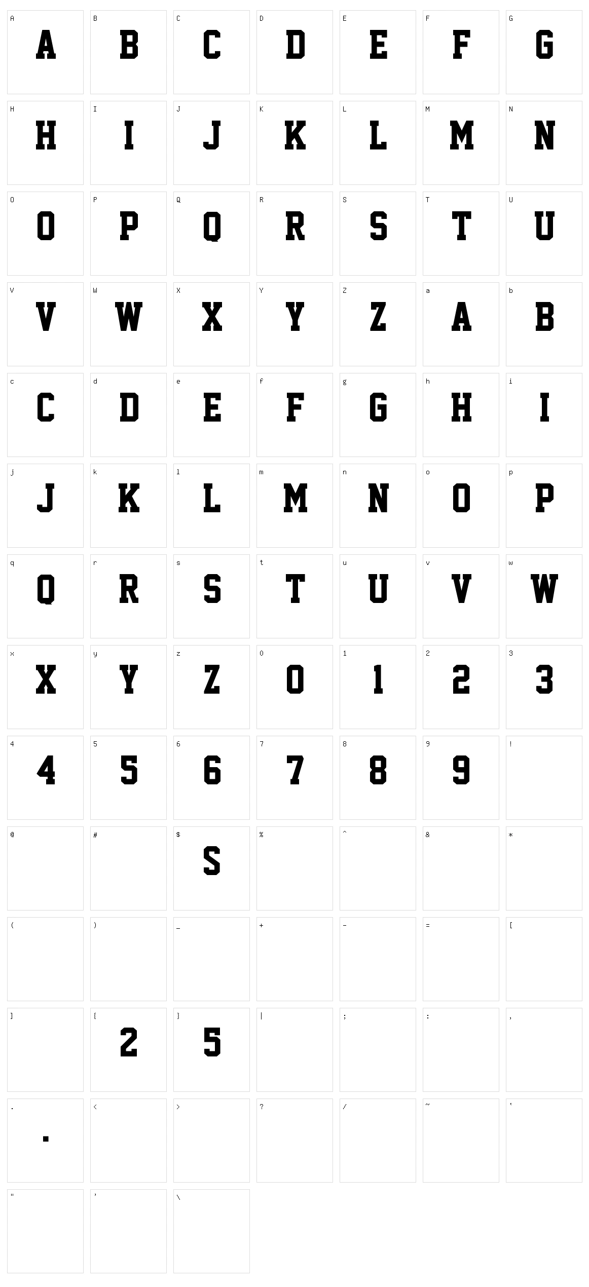 Superstar M54 Character Set