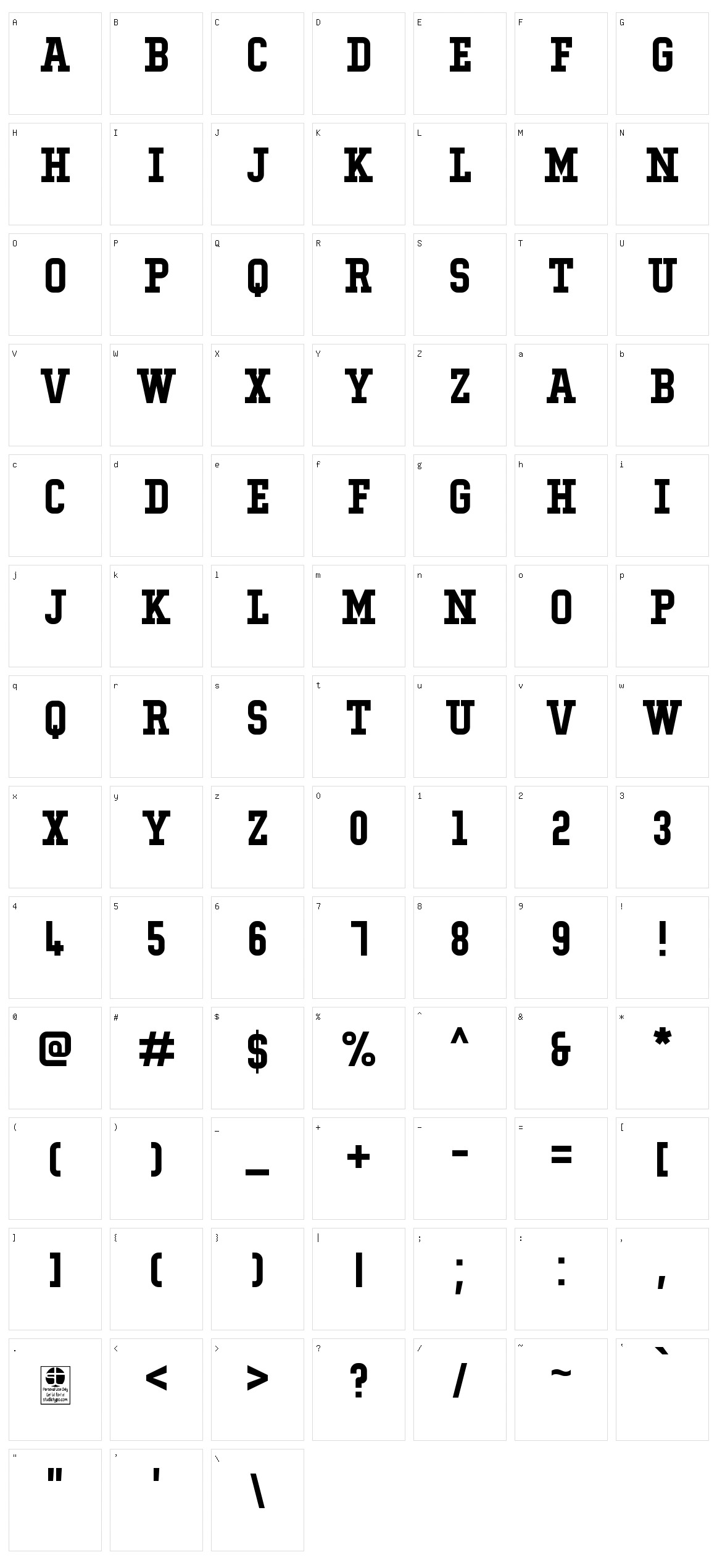 Typo College Character Set