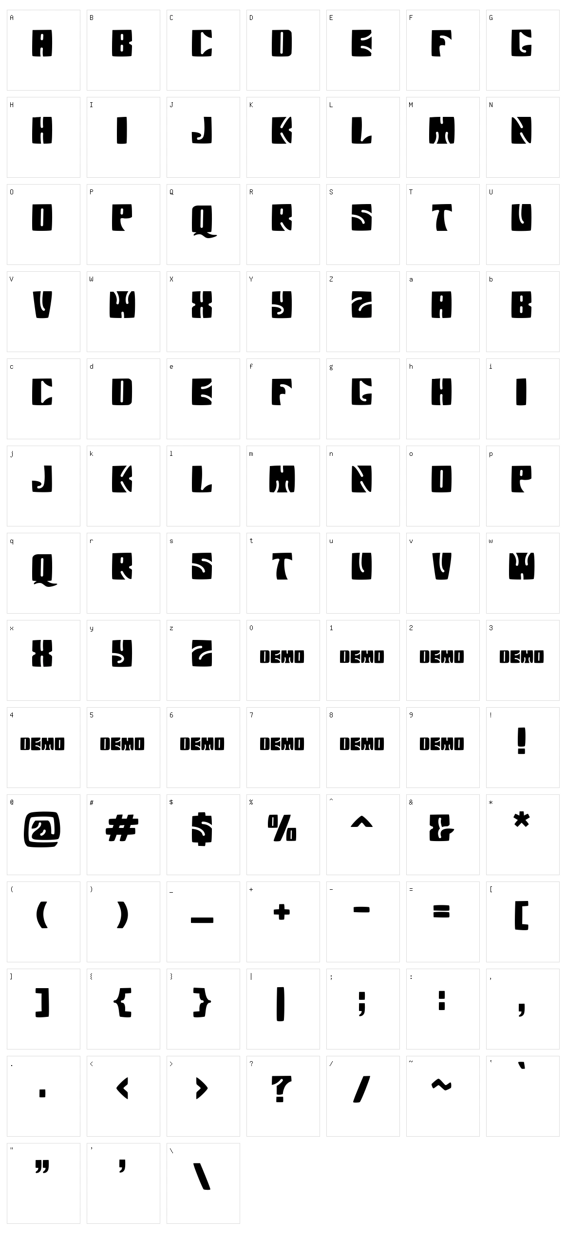 Arthos Character Set