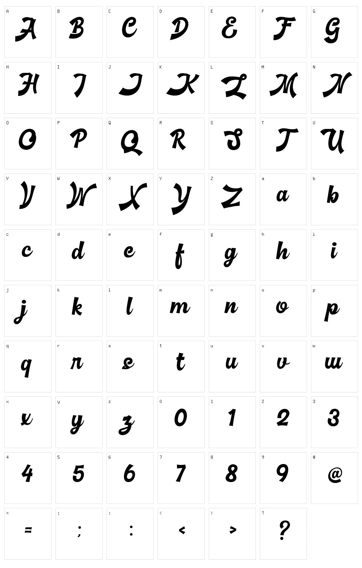 Basuki Script Character Set