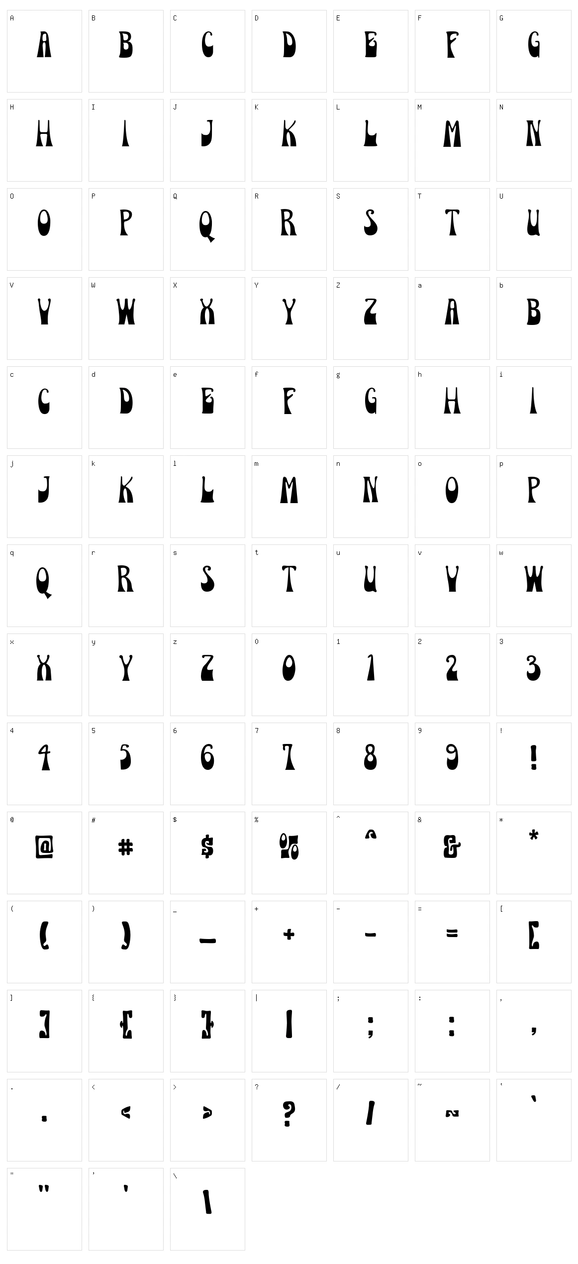 Bacesy Display Character Set