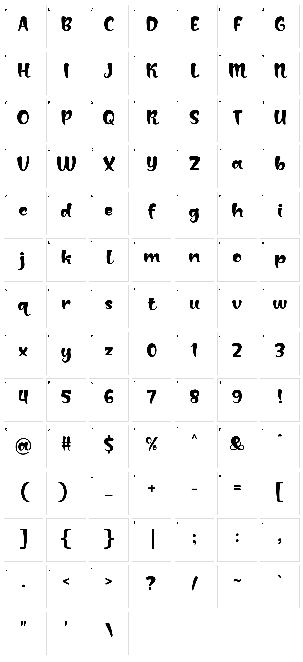 Baligle Character Set