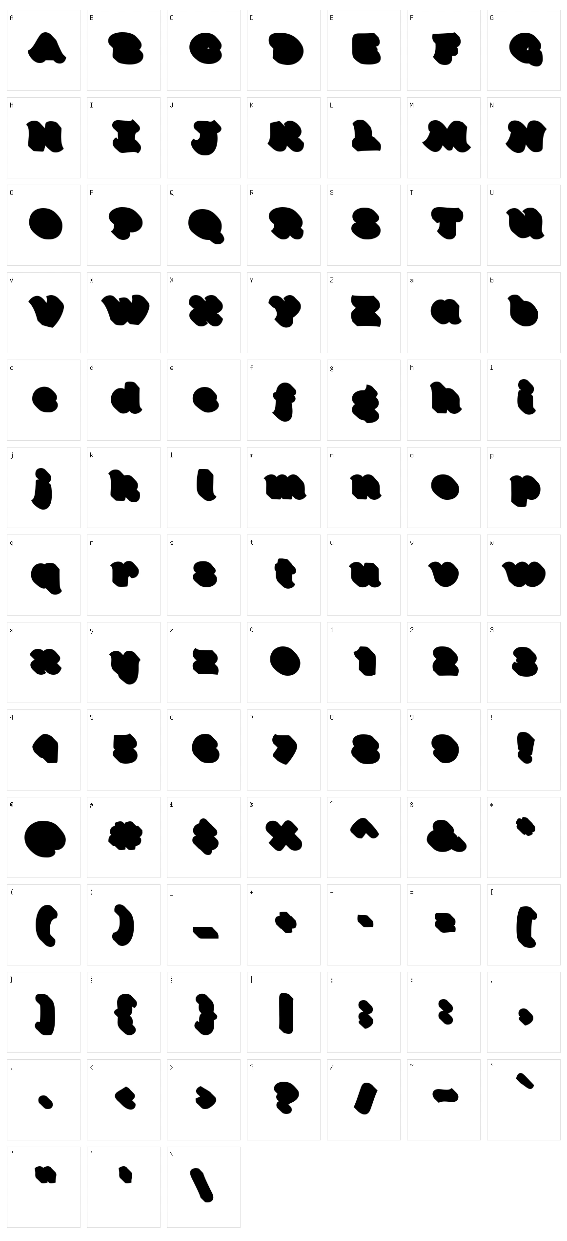 Bigfat Script Character Set