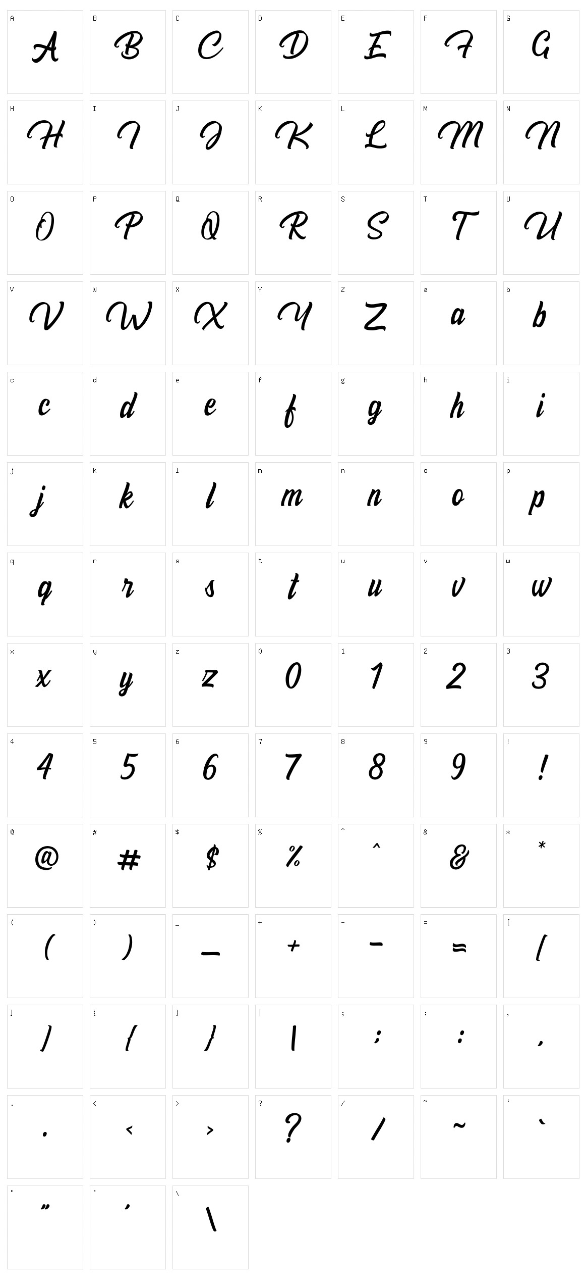 Billyana Character Set