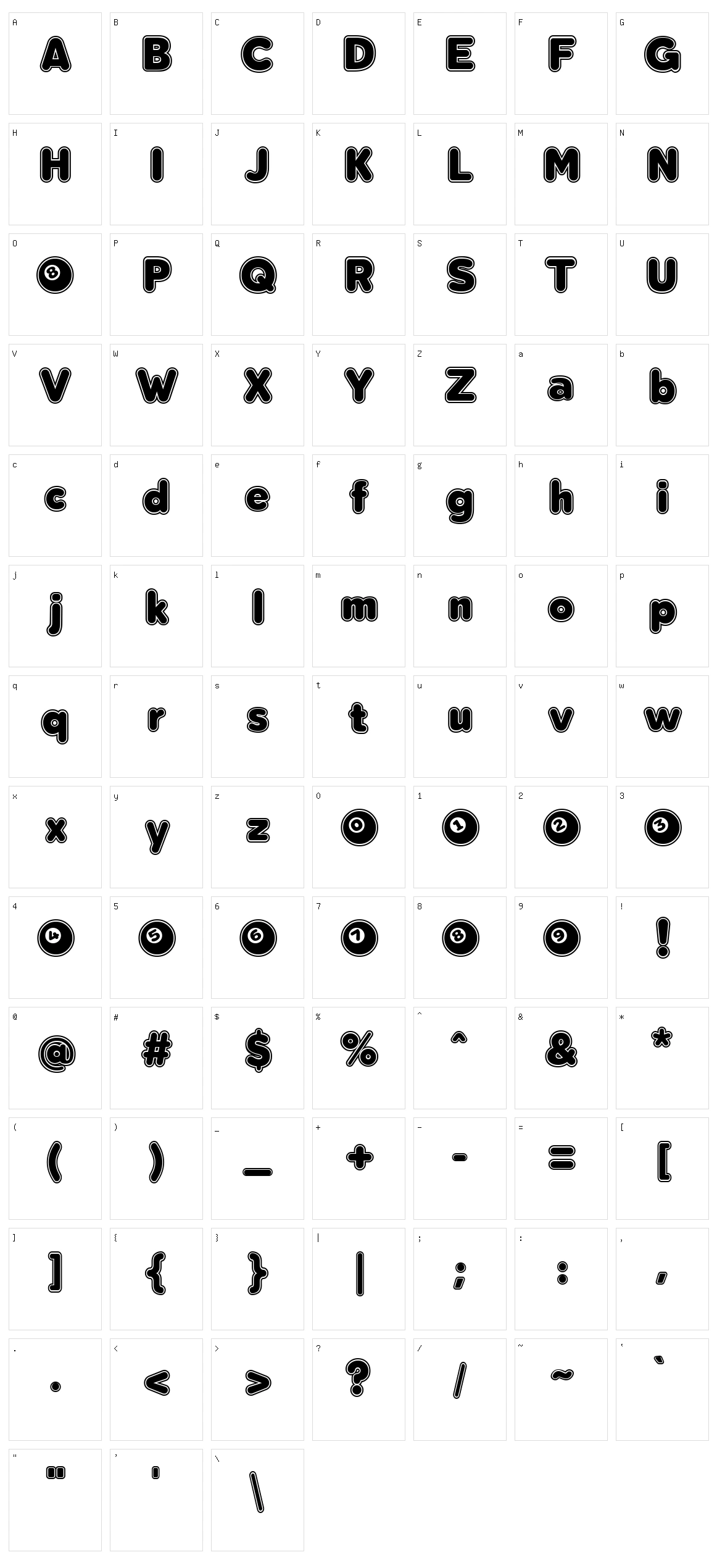Bola Ocho Character Set