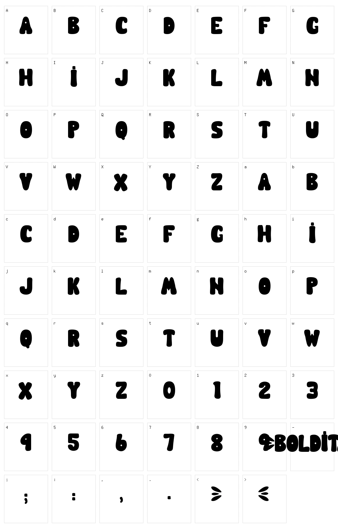 Boldita Character Set