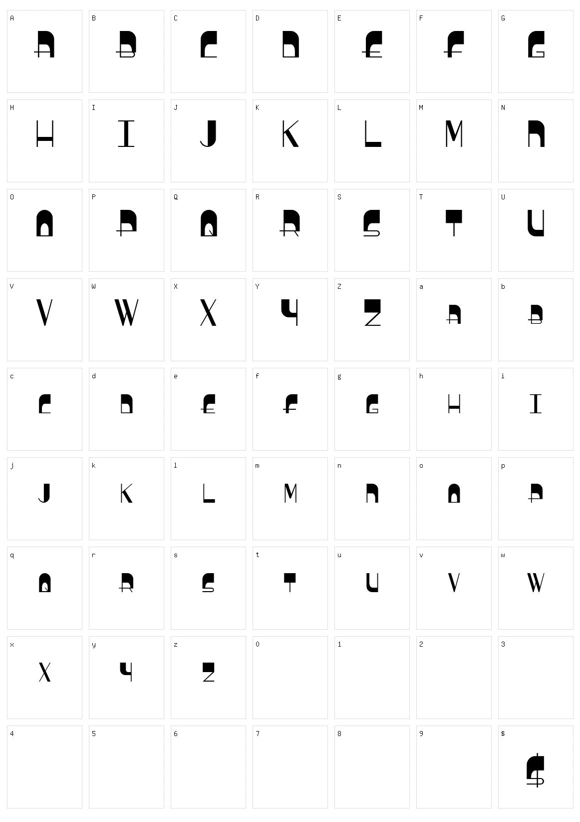 BoldyHead Character Set