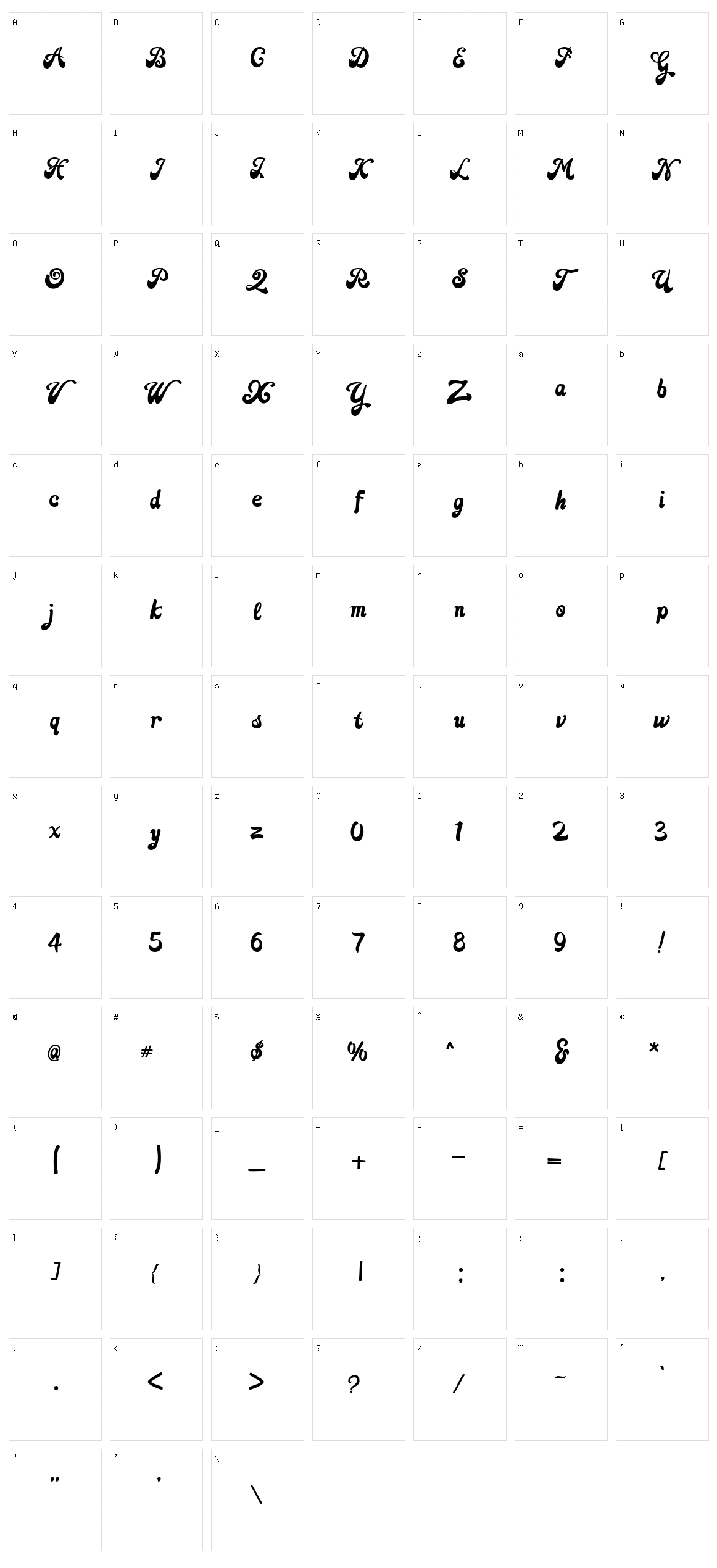 Bombulate Character Set
