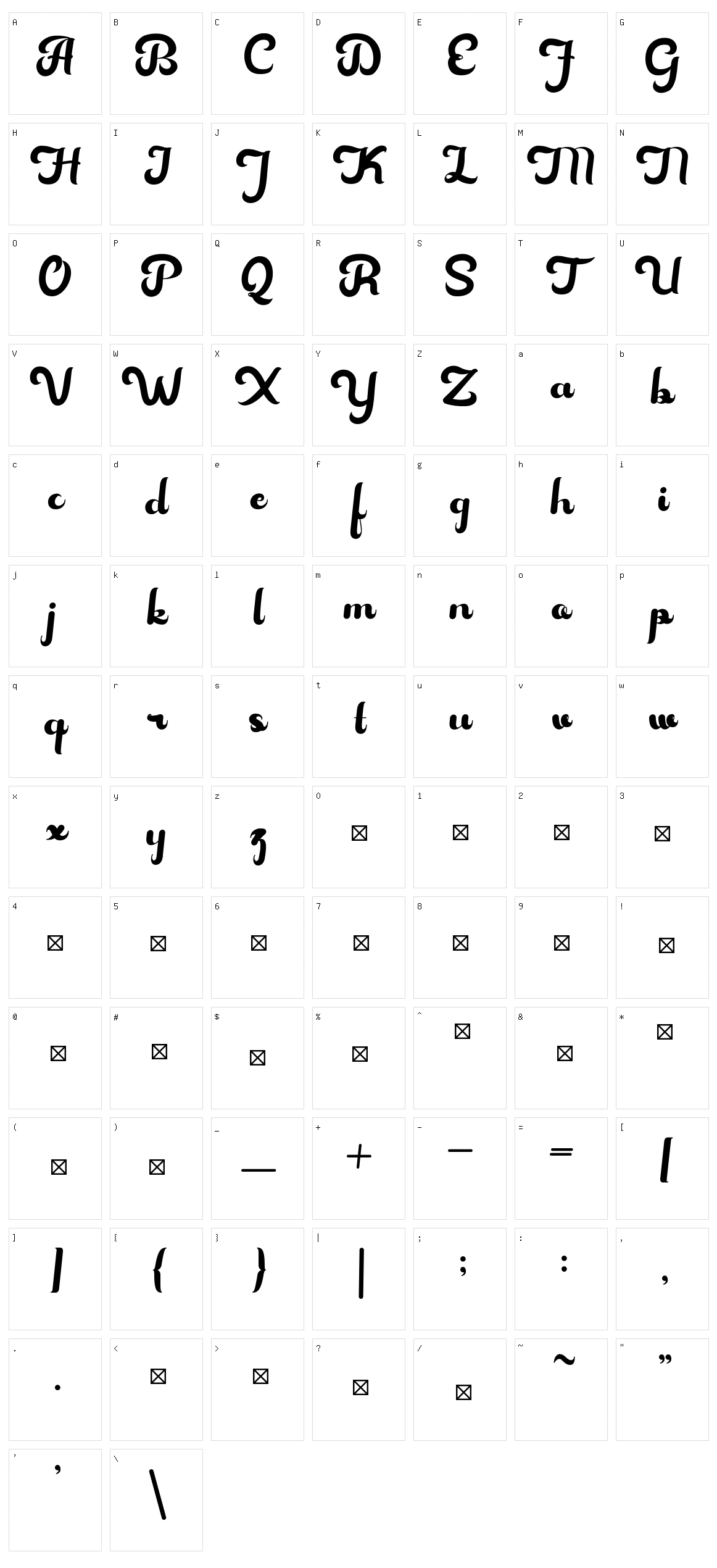 Hovalik Character Set