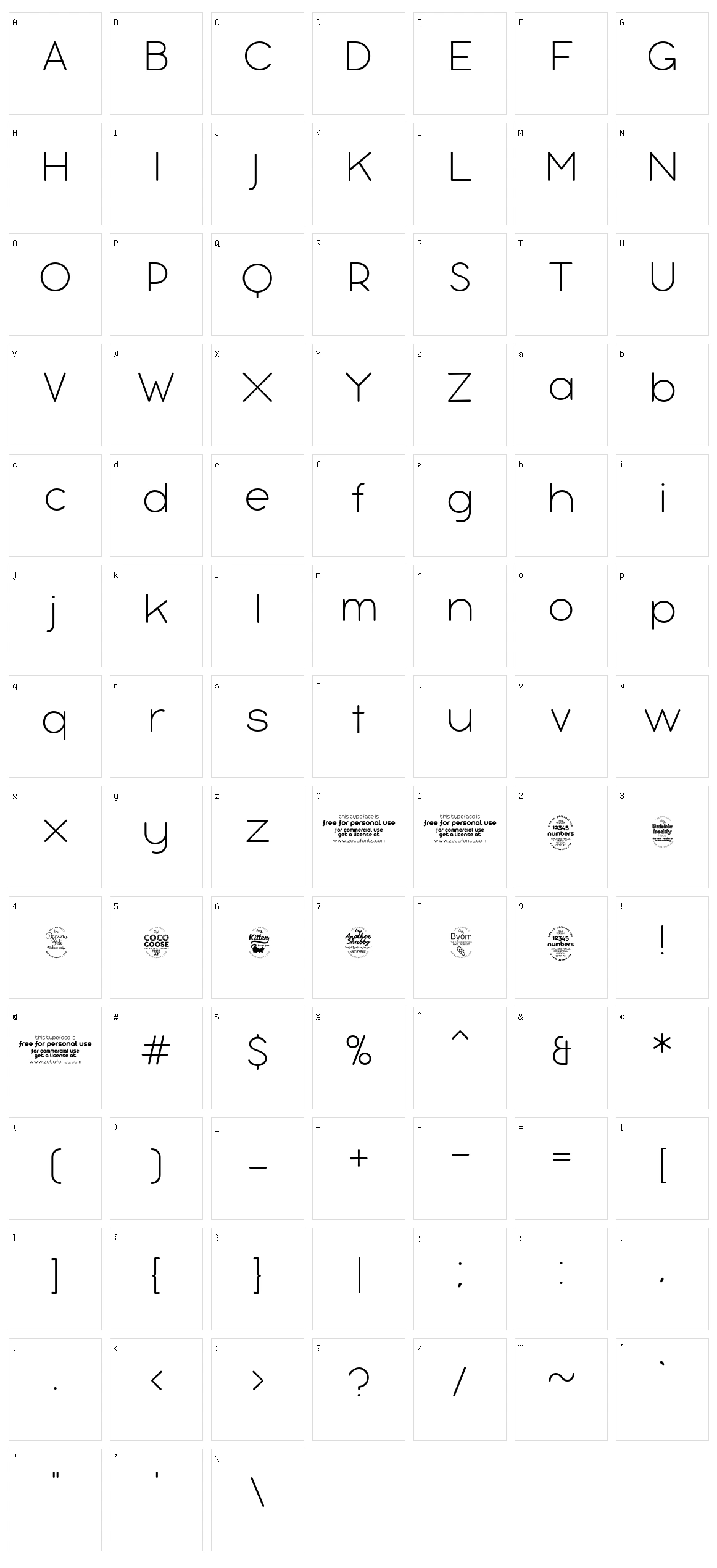 Bubbleboddy Character Set