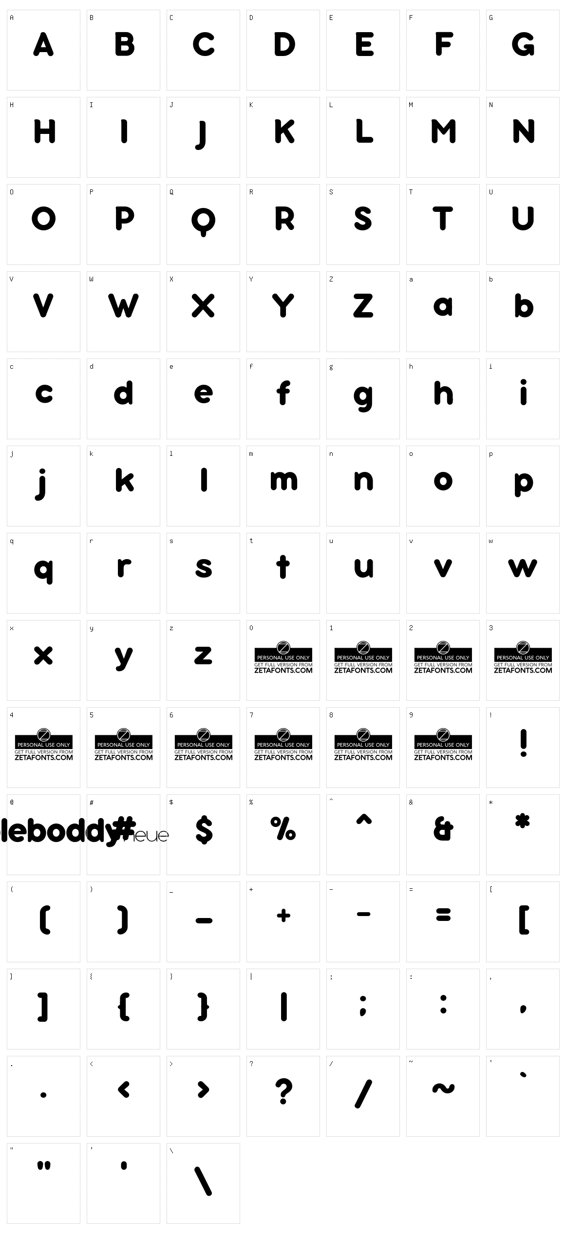 Bubbleboddy Neue Character Set