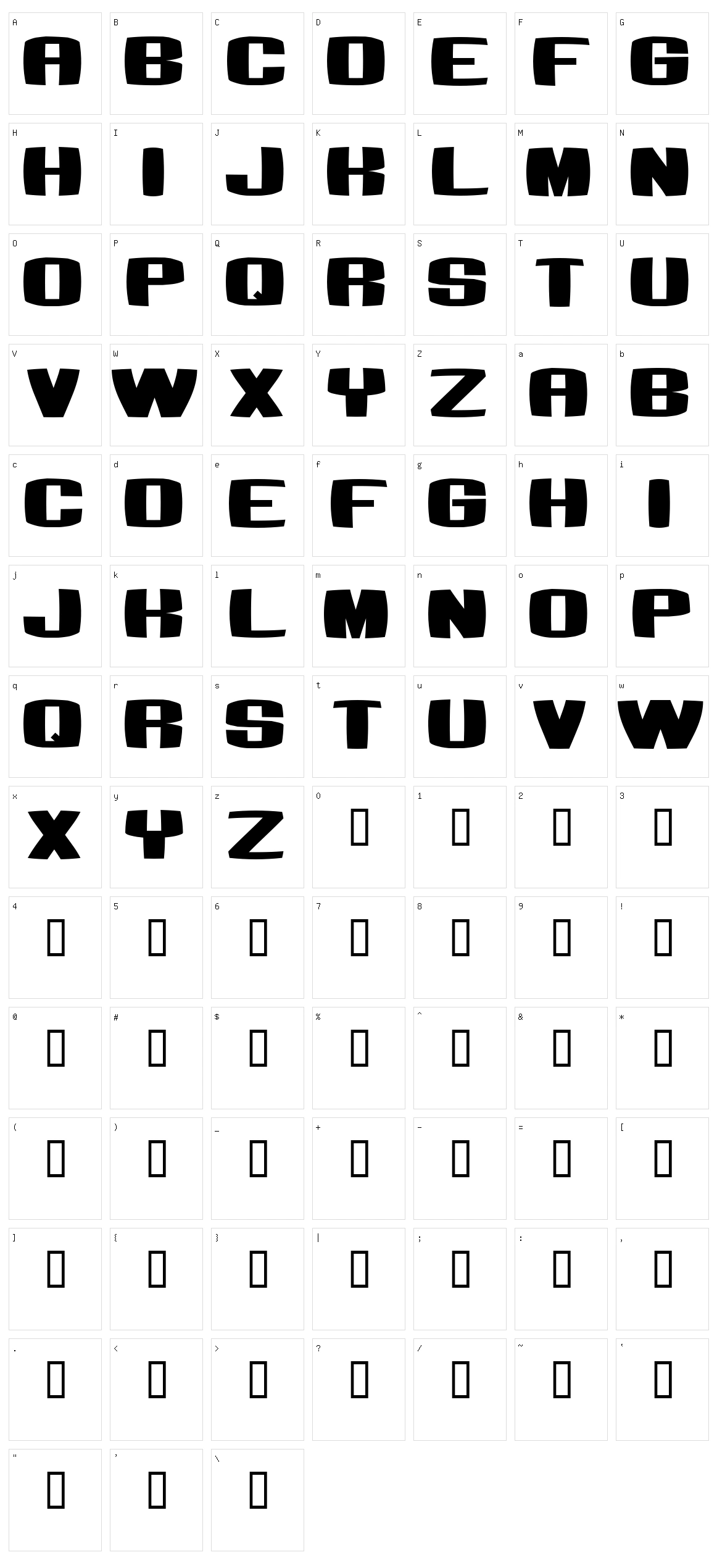 Bumbastika Character Set