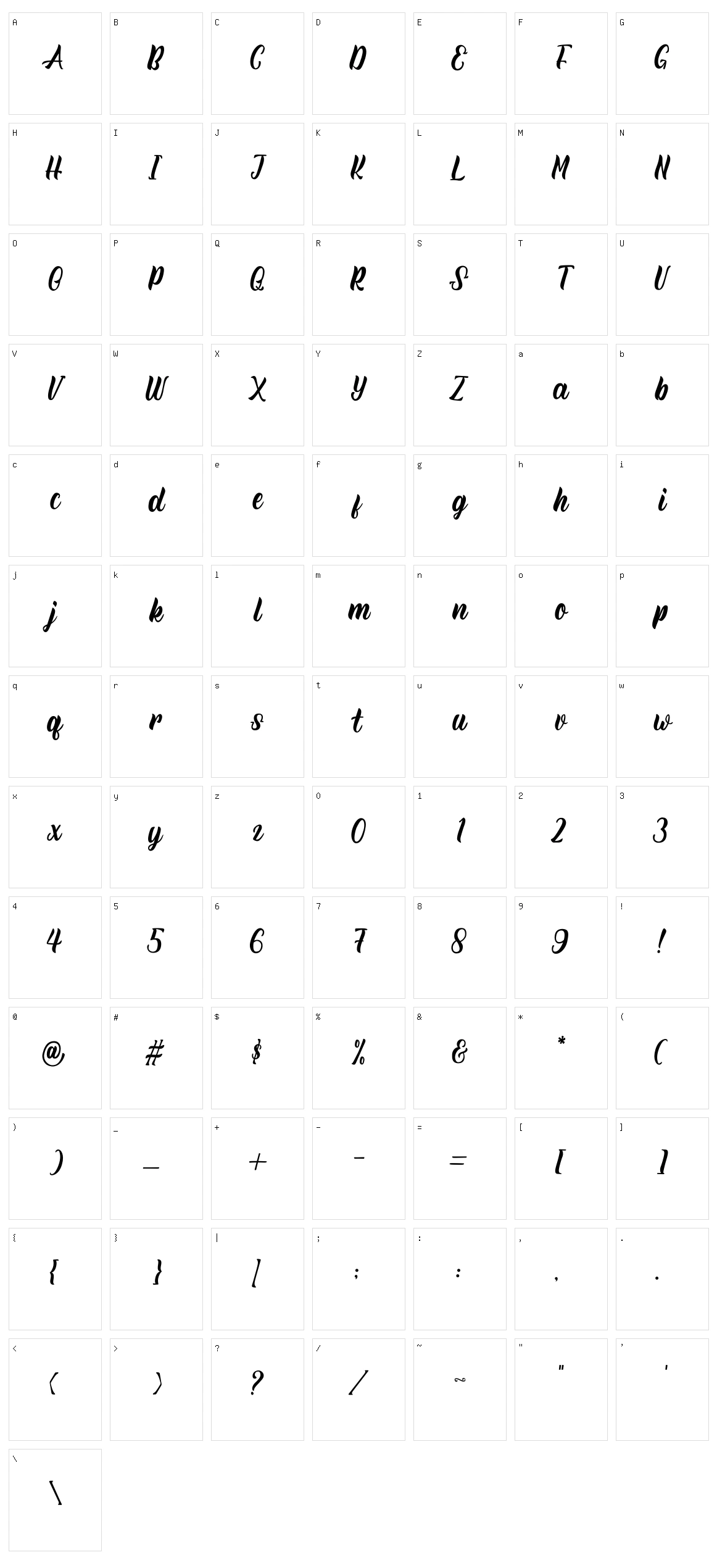 Rineghan Character Set