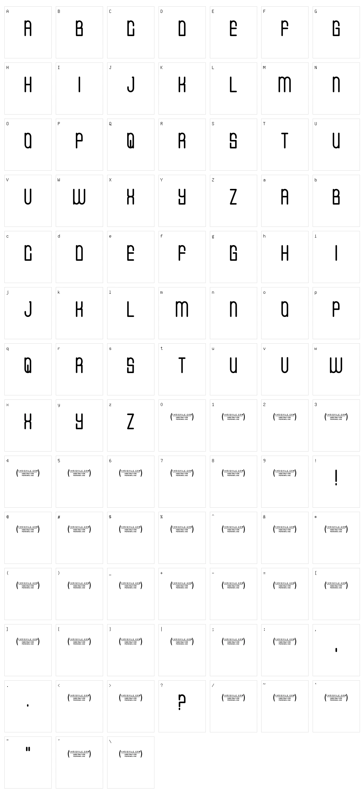 CVF Buffalo Grove Character Set