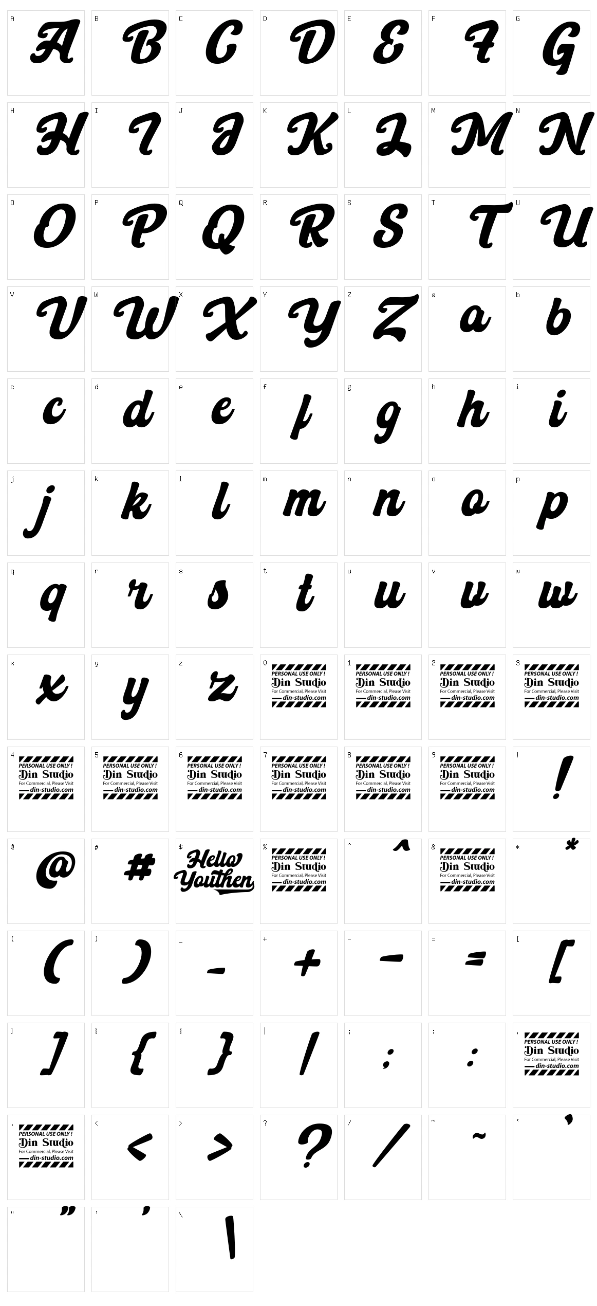 Hello Youthen Character Set