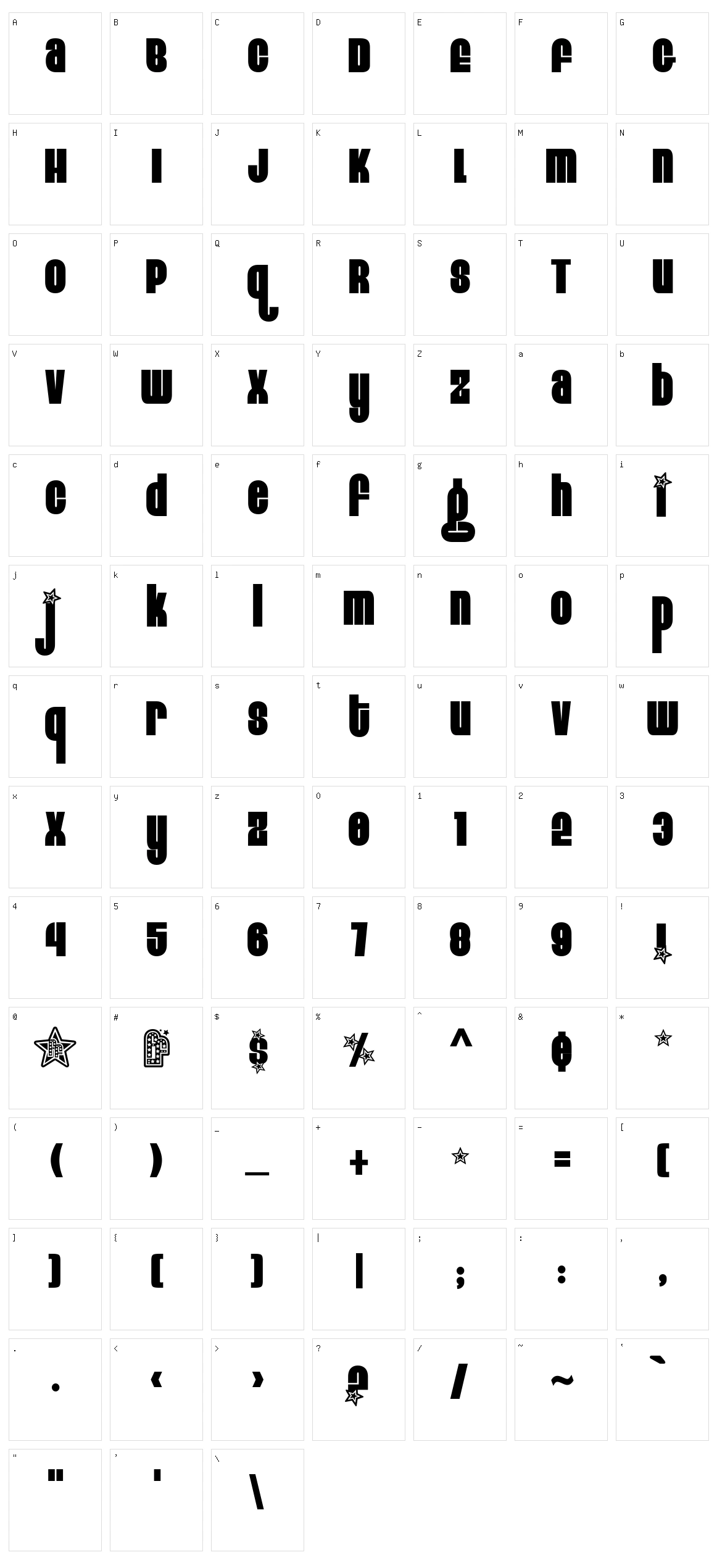 Eight Track Character Set