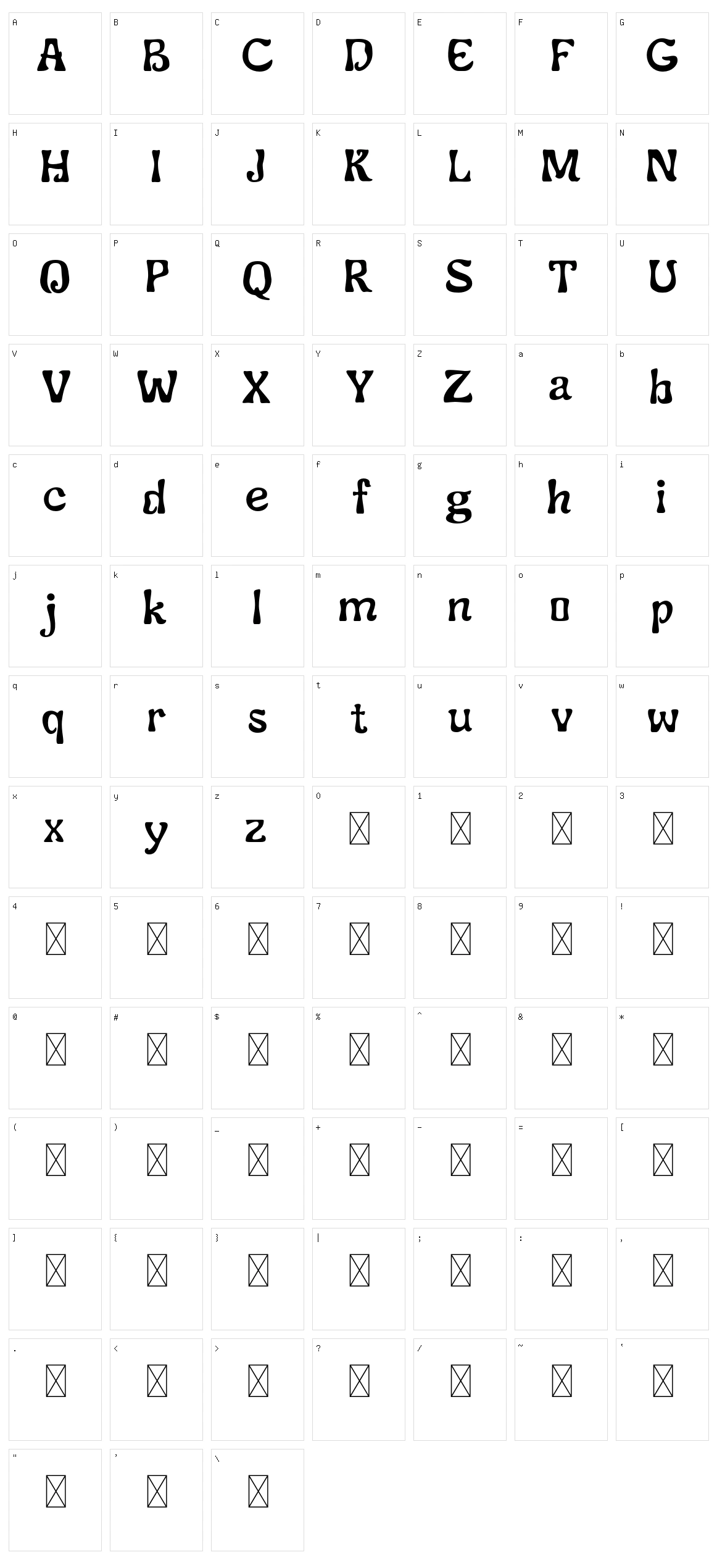 Funkley Character Set