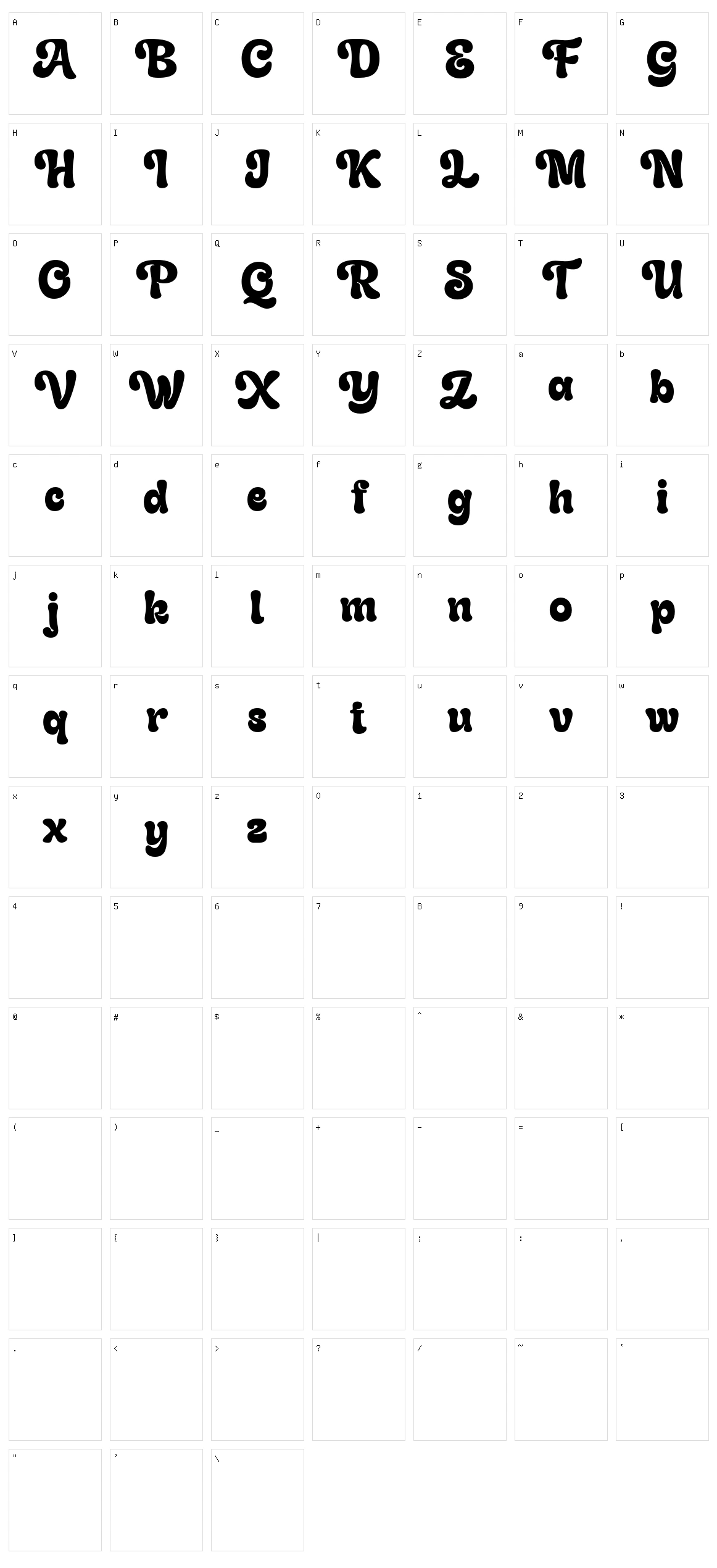 Gladolia Character Set