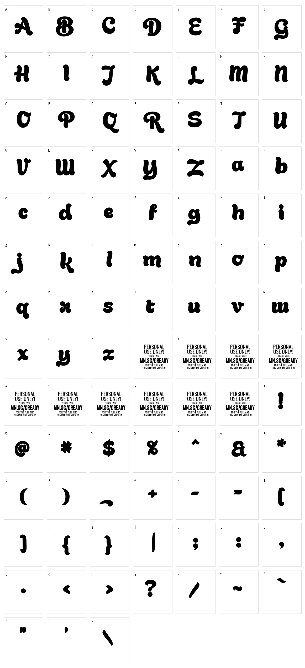 Gready Character Set