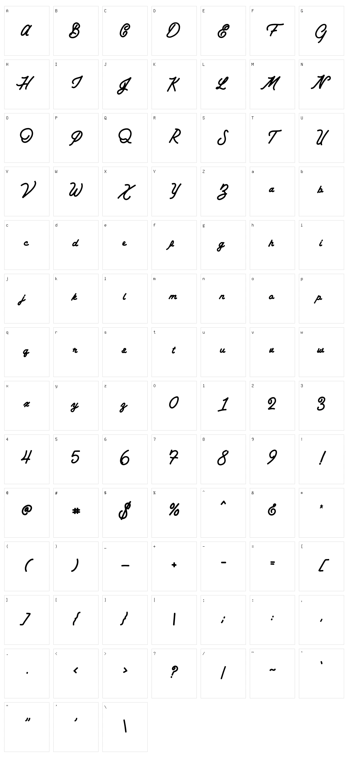 Batavia Script Clean Character Set