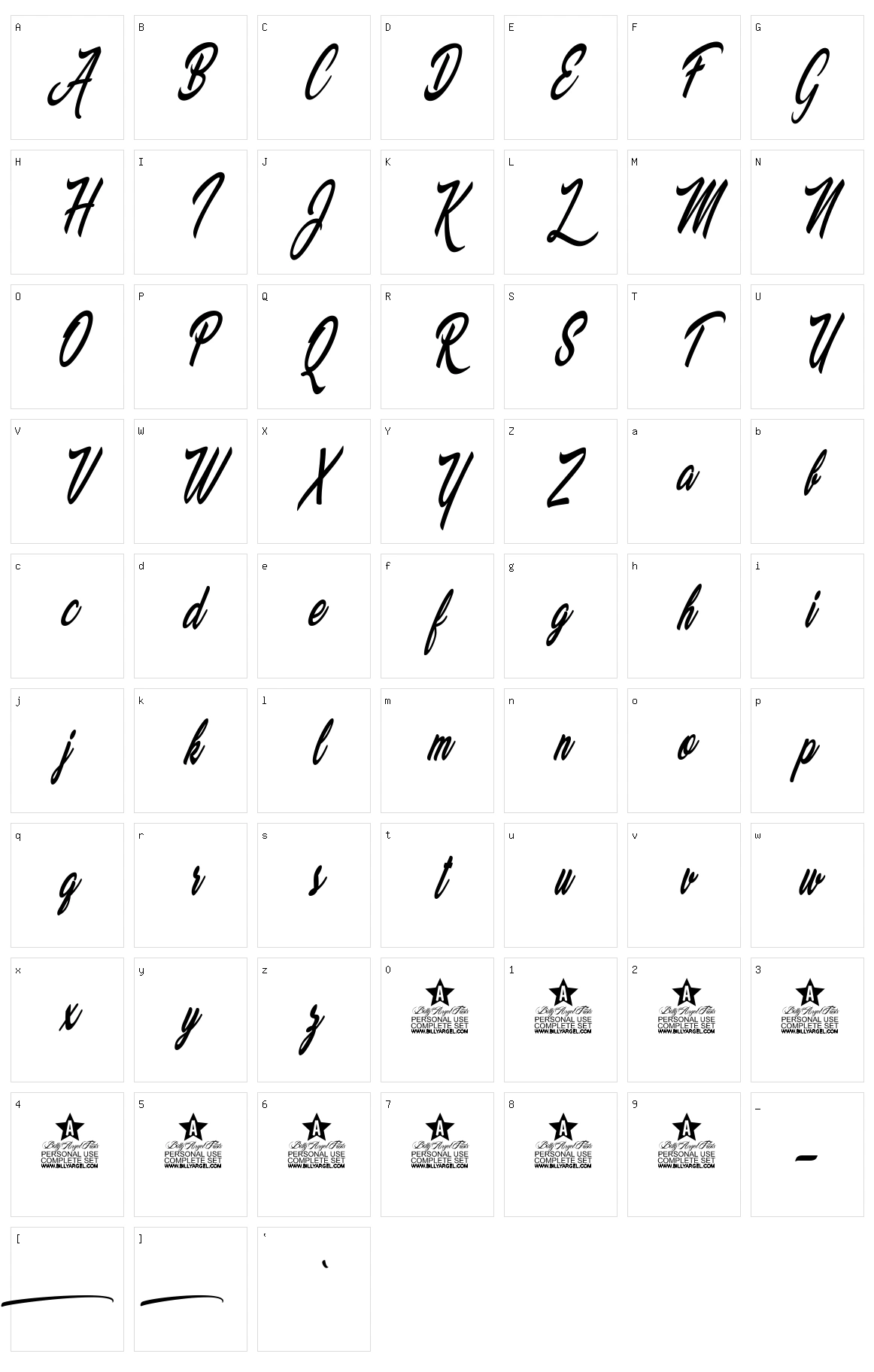 Palomita Character Set