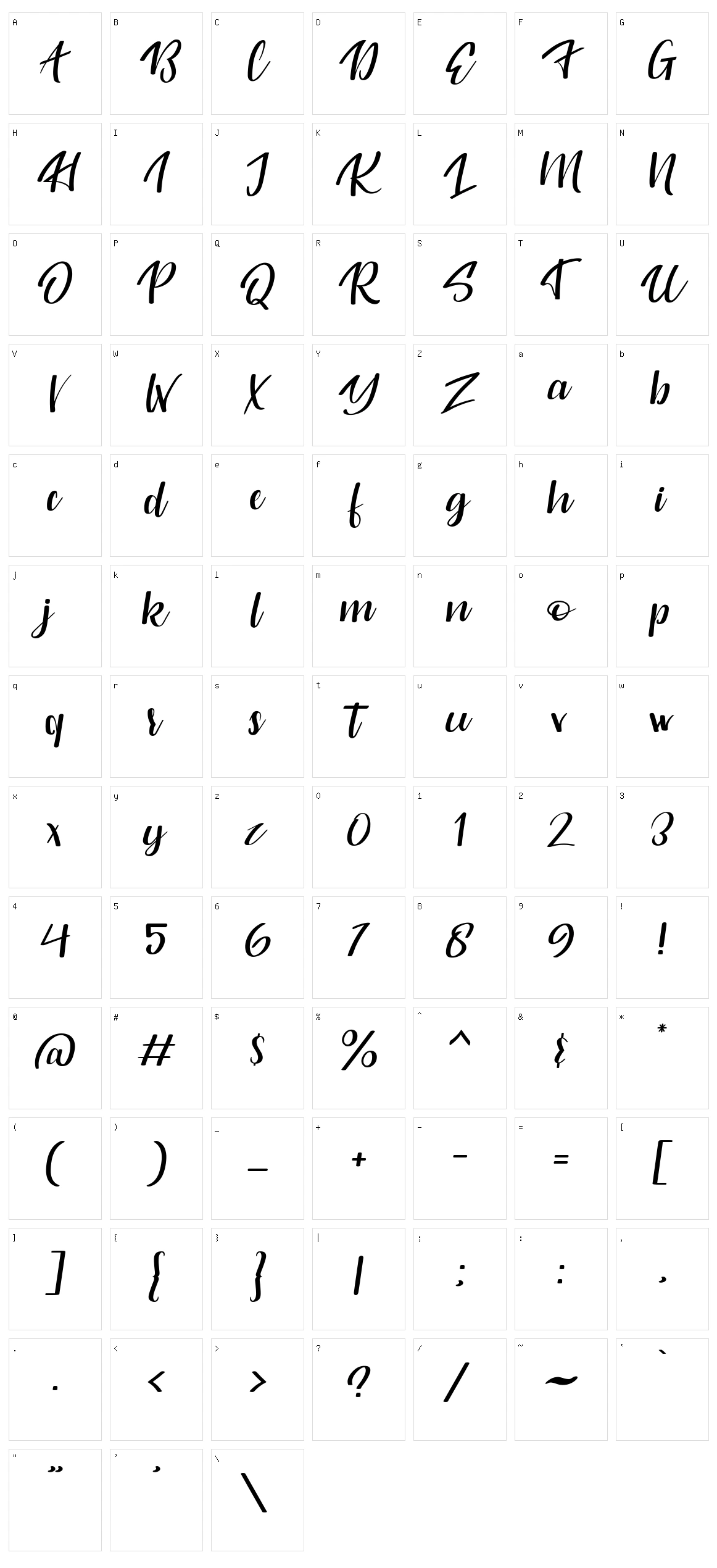 Originality Script Character Set